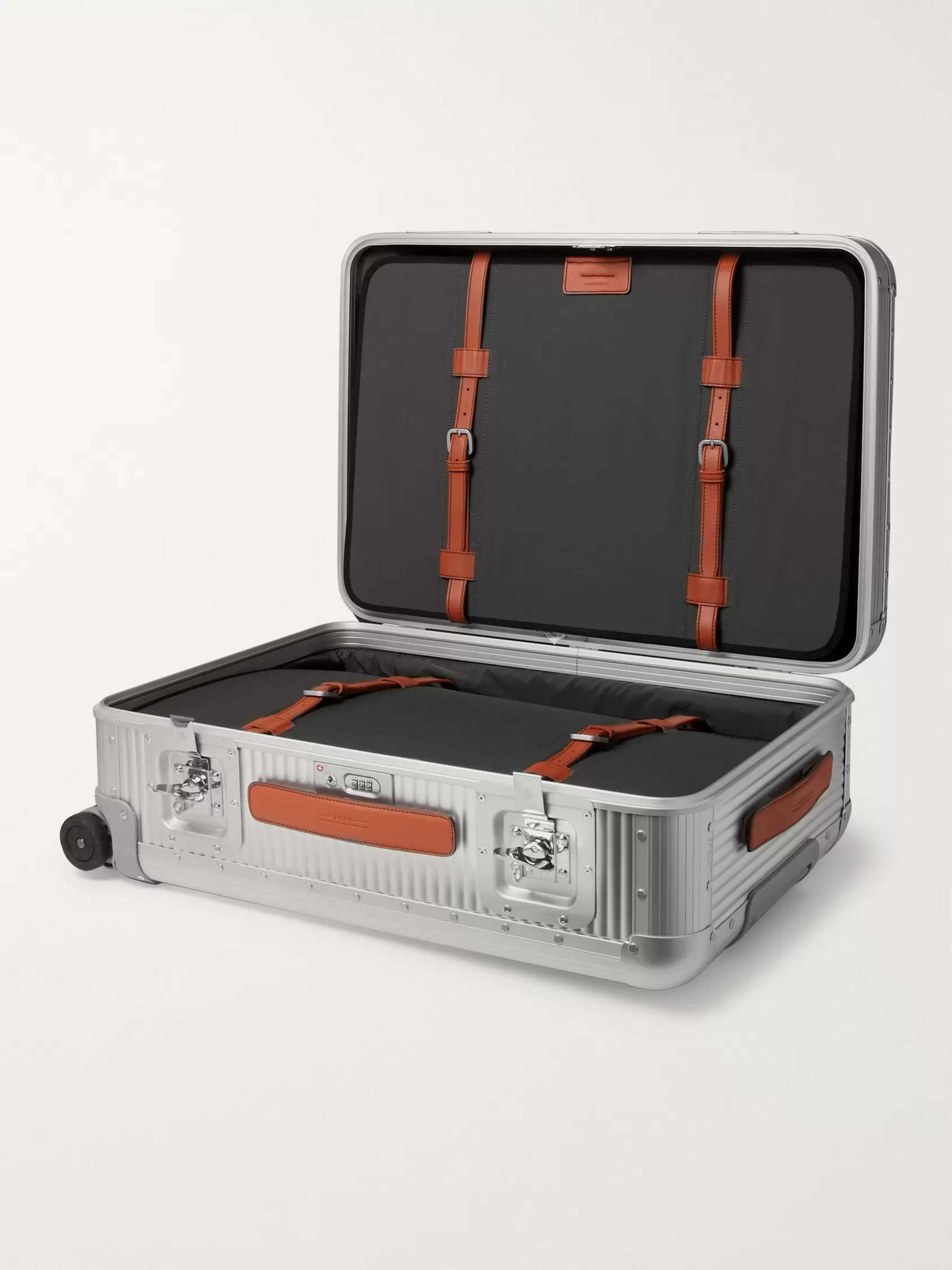 FPM MILANO Spinner 68cm Leather-Trimmed Aluminium Suitcase