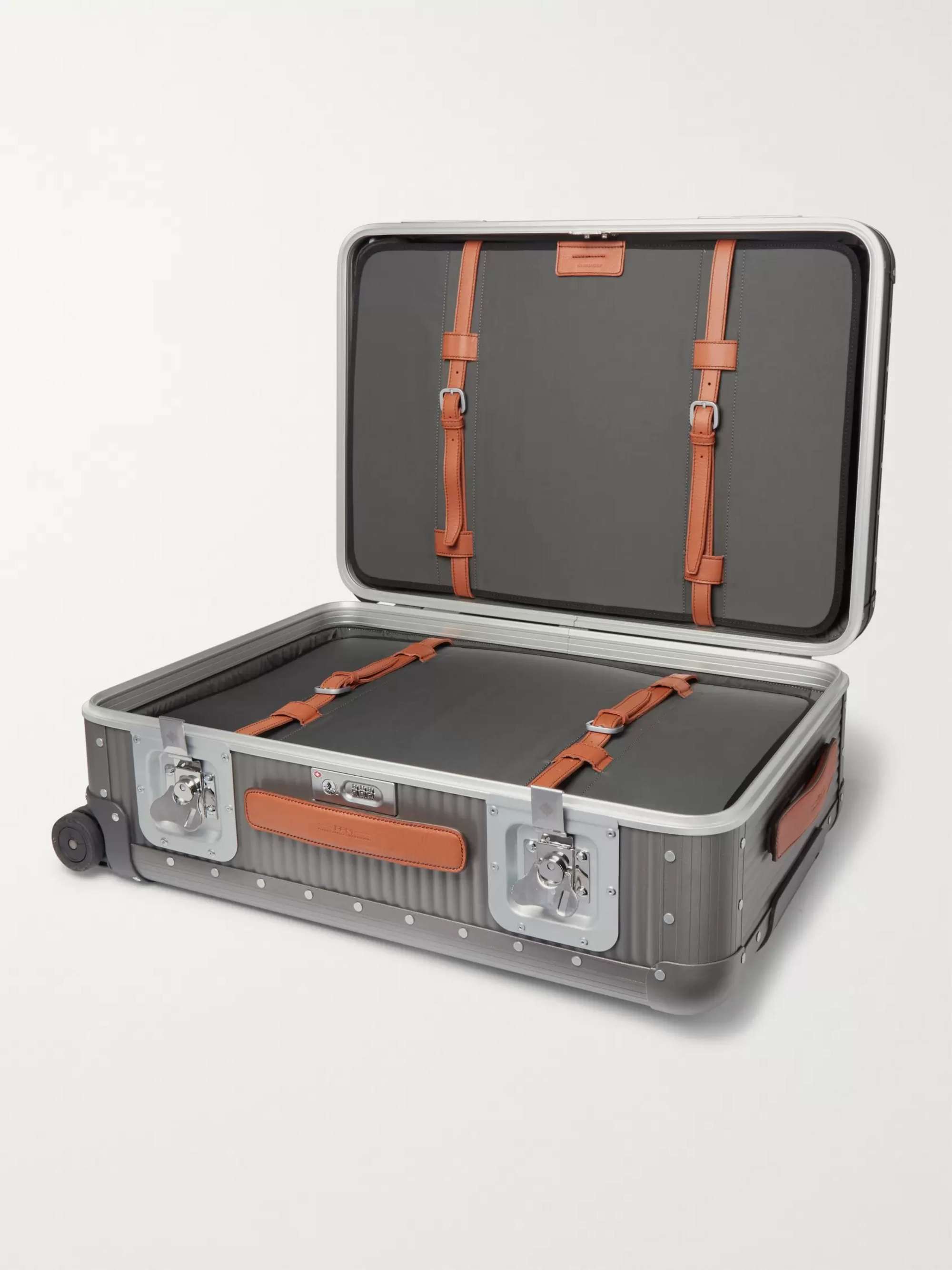FPM MILANO Spinner 68cm Leather-Trimmed Aluminium Suitcase