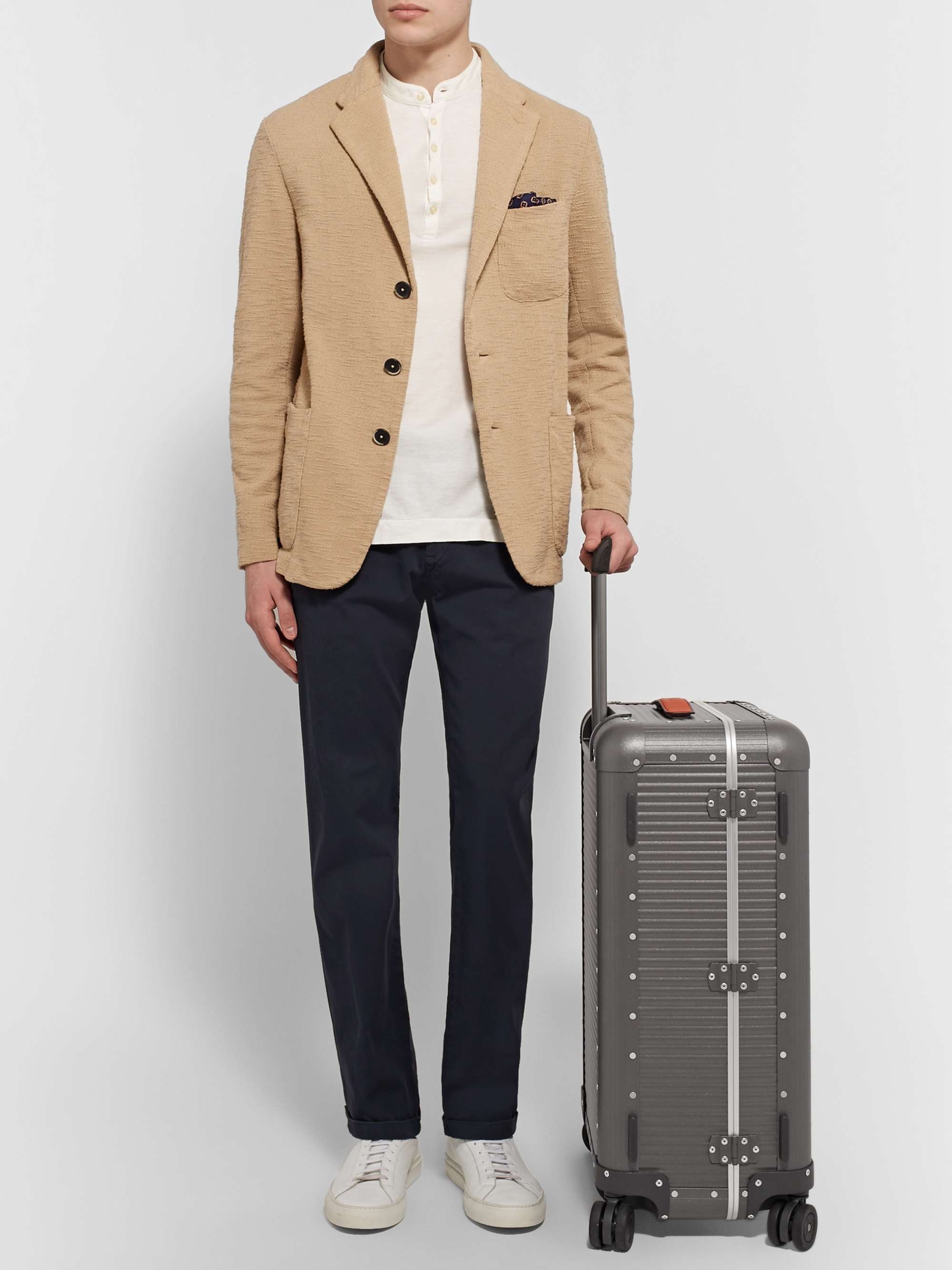 FPM MILANO Spinner 68cm Leather-Trimmed Aluminium Suitcase