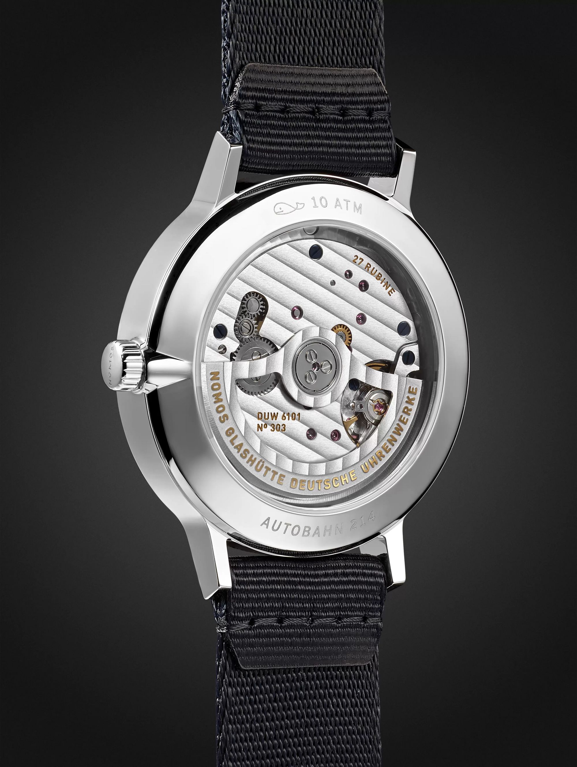NOMOS GLASHÜTTE Autobahn Neomatik Datum Automatic 41mm Stainless Steel and Nylon Watch, Ref. No. 1301