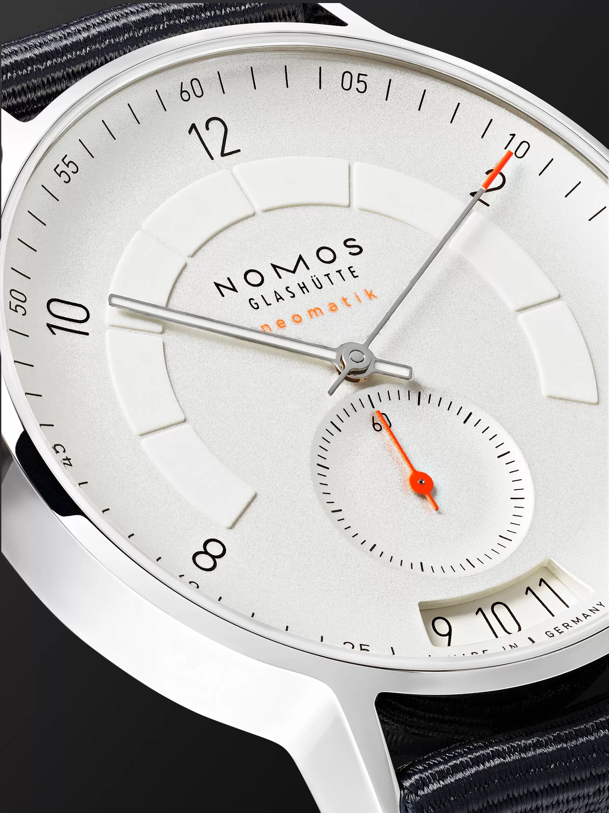 NOMOS GLASHÜTTE Autobahn Neomatik Datum Automatic 41mm Stainless Steel and Nylon Watch, Ref. No. 1301