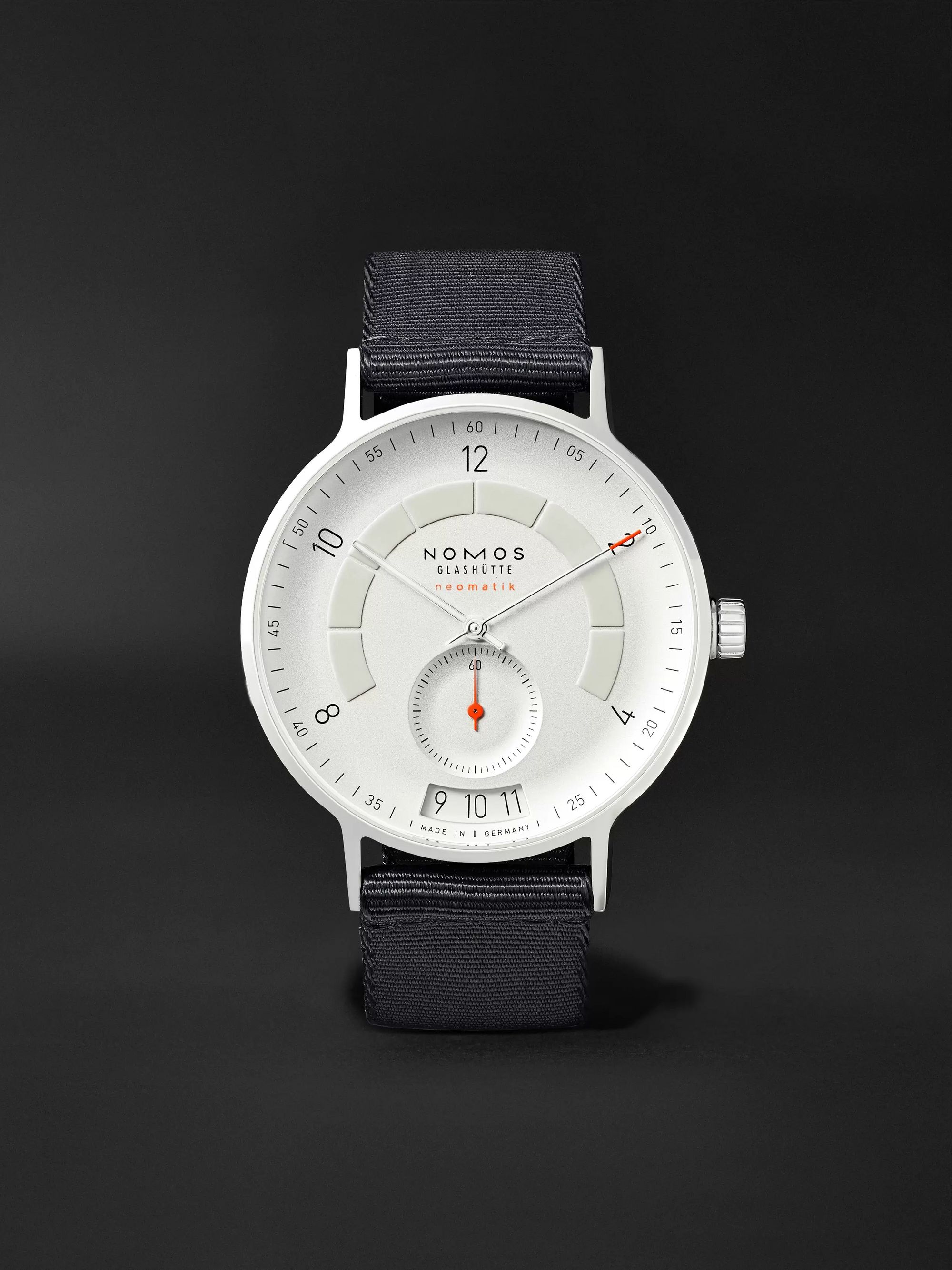 NOMOS GLASHÜTTE Autobahn Neomatik Datum Automatic 41mm Stainless Steel and Nylon Watch, Ref. No. 1301