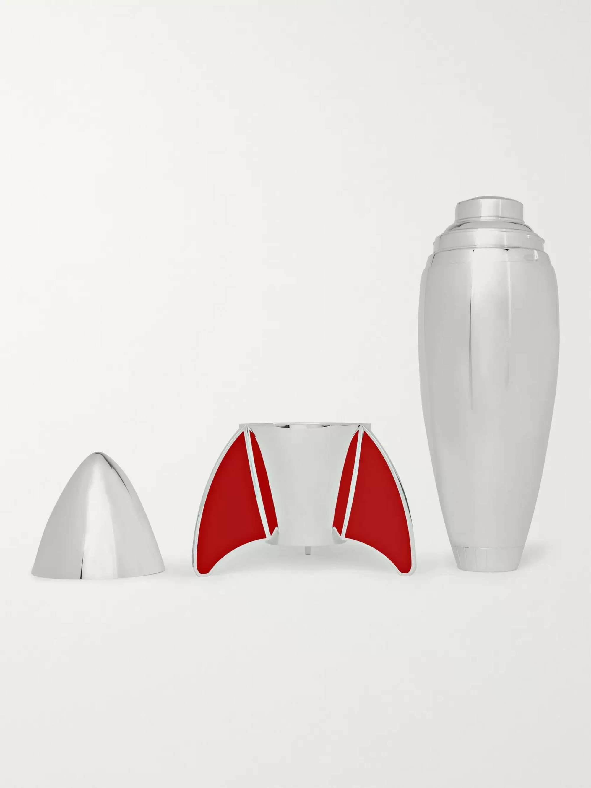 ASPREY Rocket Sterling Silver and Enamel Cocktail Shaker