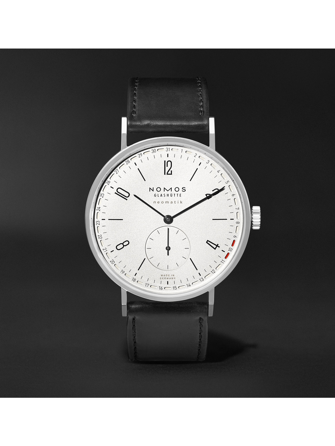 Nomos Glashütte Tangente Neomatik Automatic 41mm Stainless Steel And Leather Watch, Ref. No. 180 In White