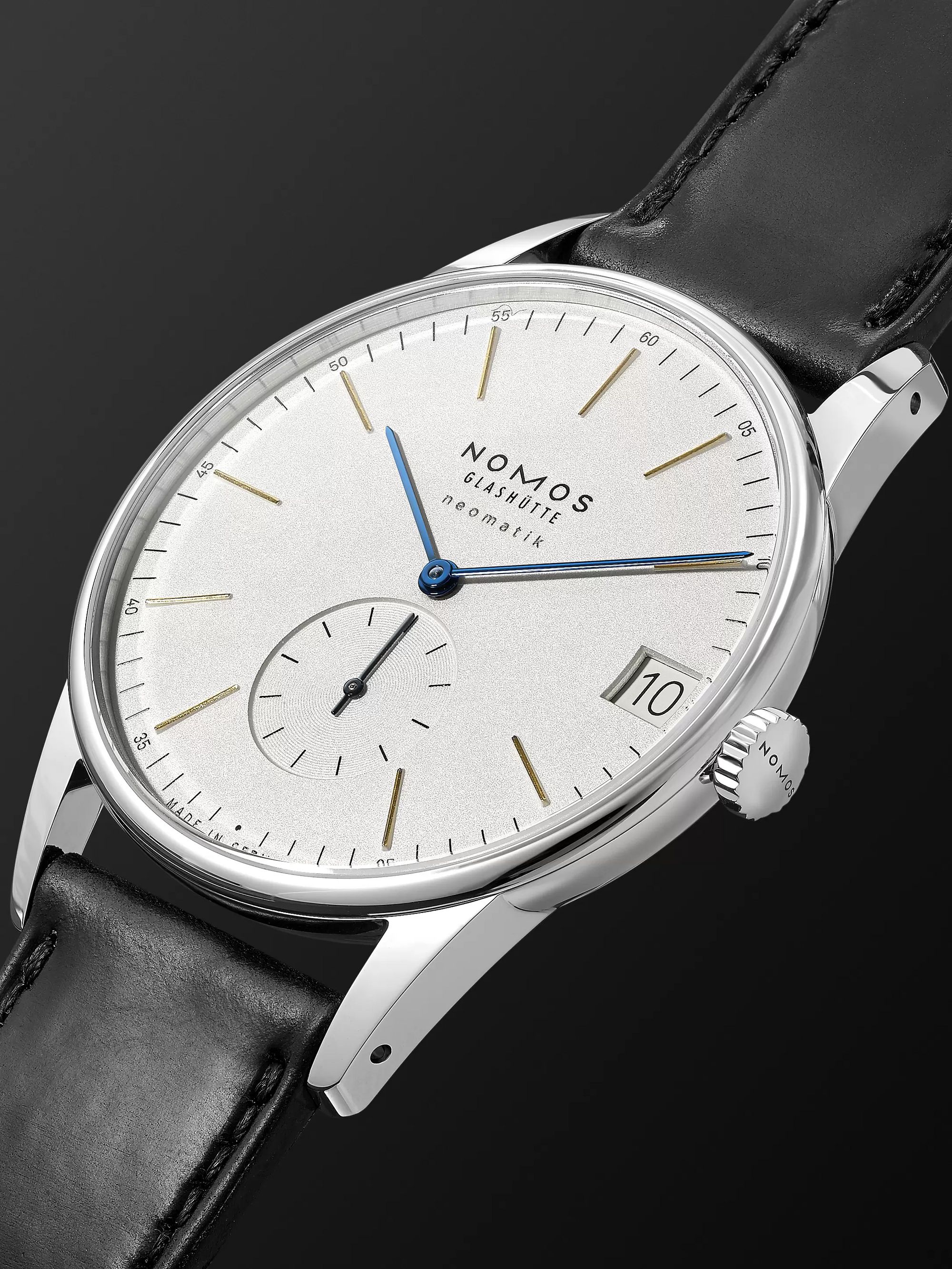 NOMOS GLASHÜTTE Orion Neomatik Automatic 41mm Stainless Steel and Leather Watch, Ref. No. 360