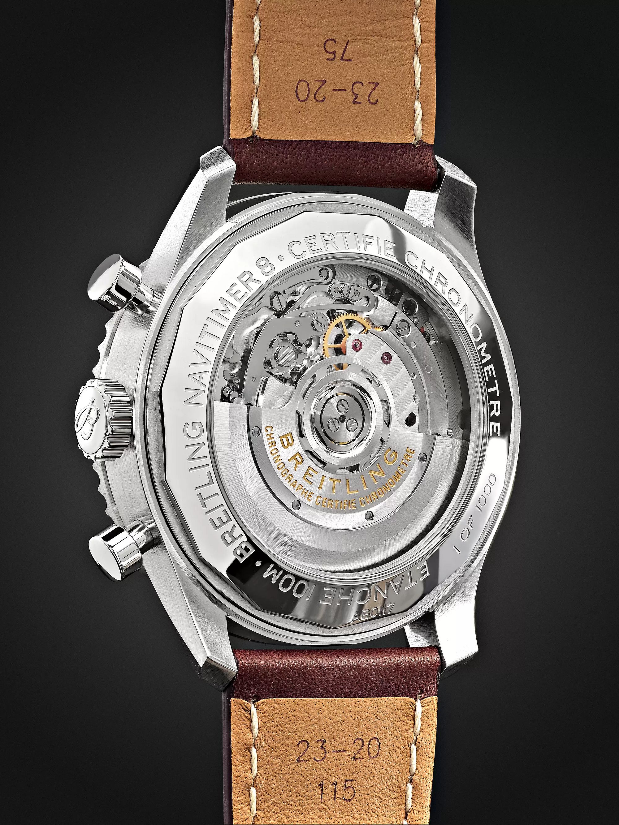 BREITLING Navitimer 8 B01 Automatic Chronograph 43mm Stainless Steel and Leather Watch, Ref. No. AB01171A1G1P1