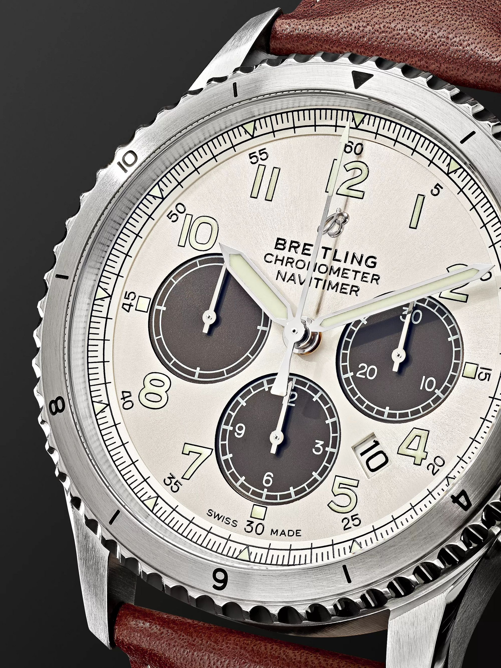 BREITLING Navitimer 8 B01 Automatic Chronograph 43mm Stainless Steel and Leather Watch, Ref. No. AB01171A1G1P1
