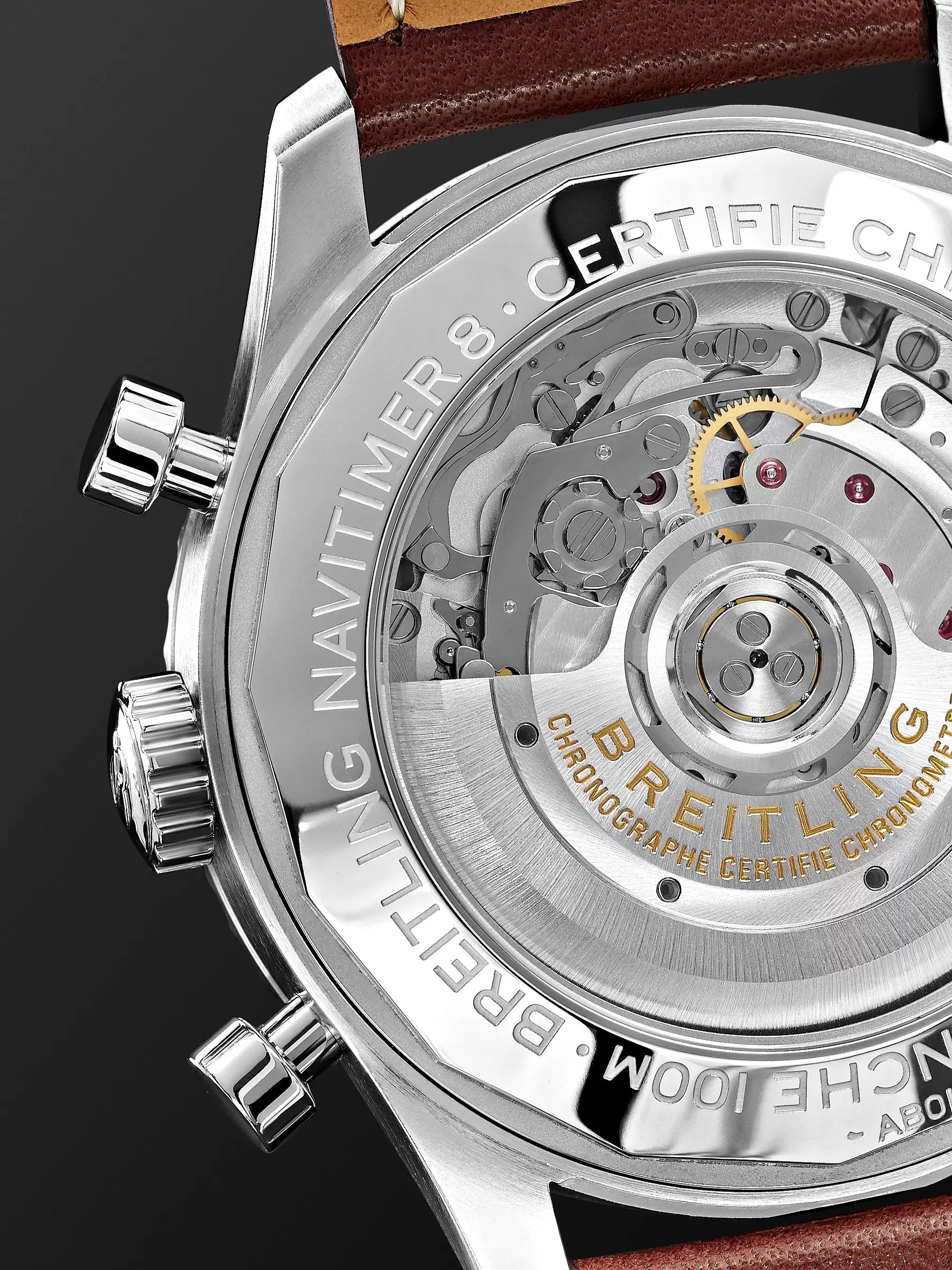 BREITLING Navitimer 8 B01 Automatic Chronograph 43mm Stainless Steel and Leather Watch, Ref. No. AB01171A1G1P1
