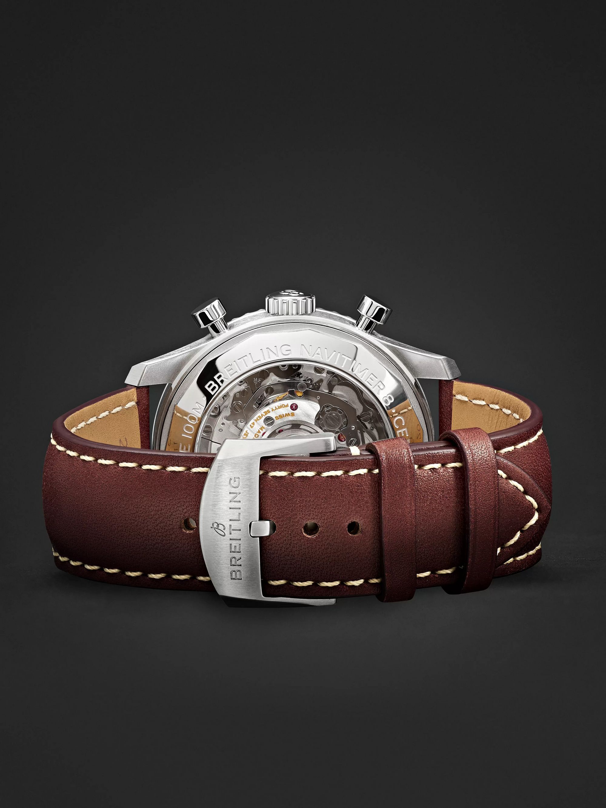 BREITLING Navitimer 8 B01 Automatic Chronograph 43mm Stainless Steel and Leather Watch, Ref. No. AB01171A1G1P1