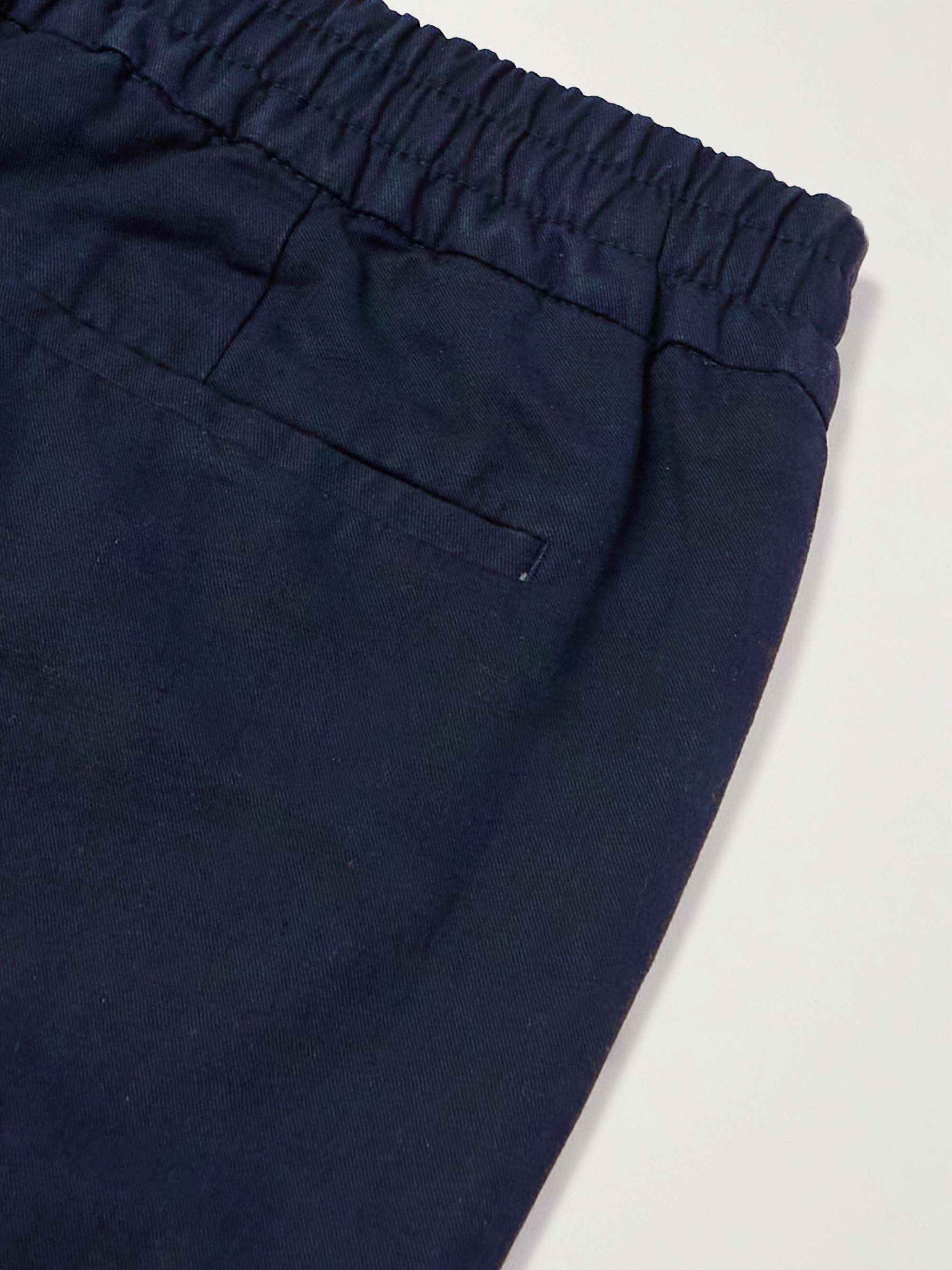 MR P. Straight-Leg Pleated Cotton and Linen-Blend Trousers