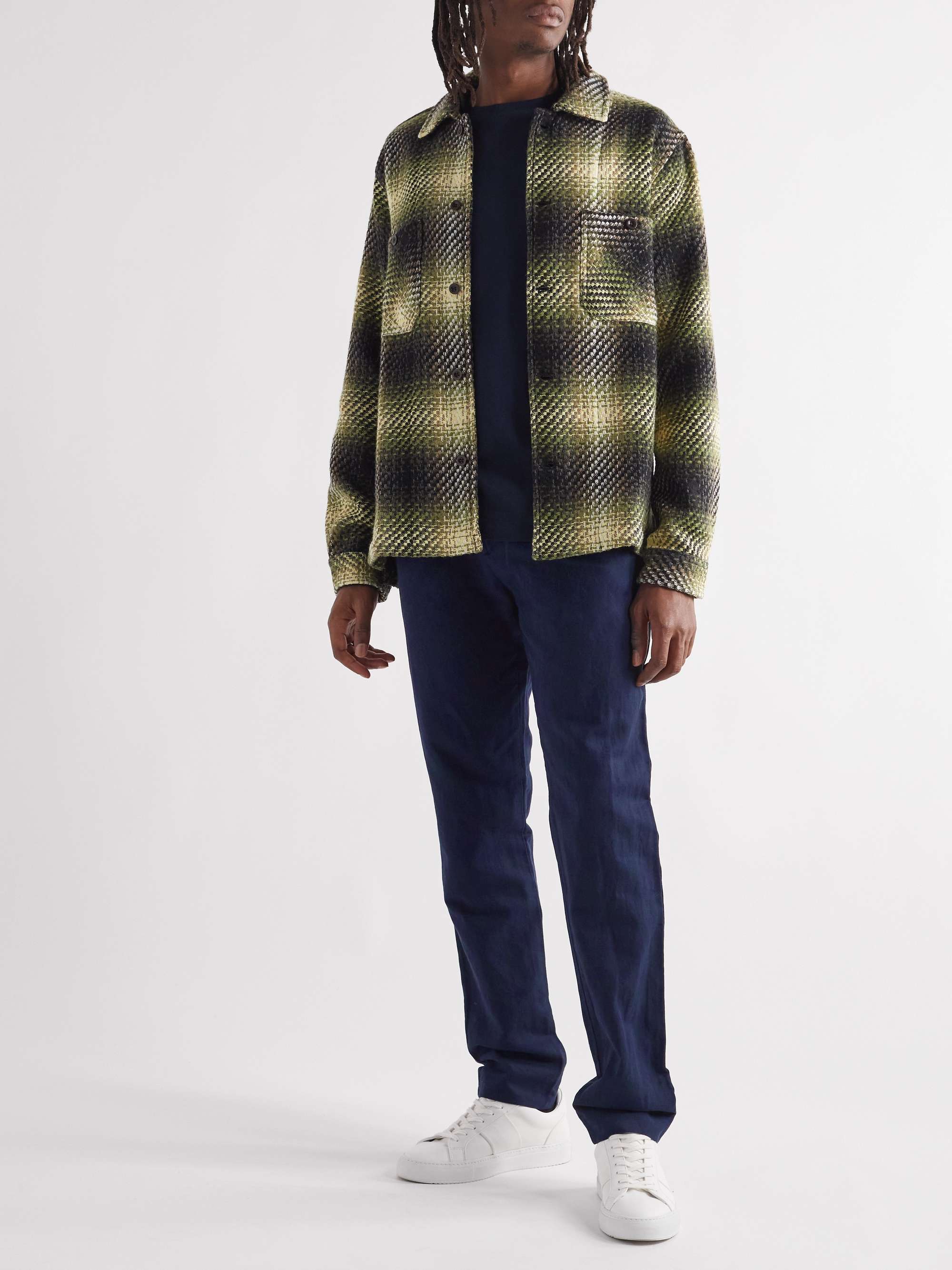 MR P. Straight-Leg Pleated Cotton and Linen-Blend Trousers