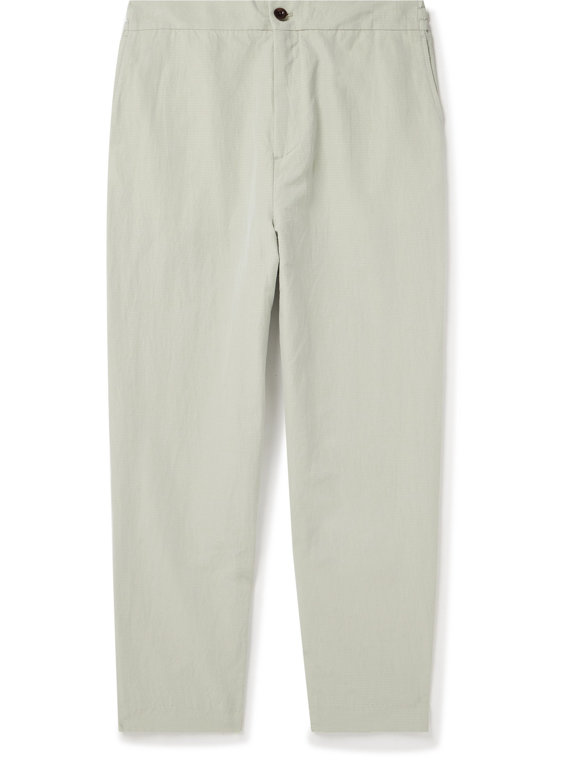 Mr P. - James Tapered Garment-Dyed Cotton and Linen-Blend Trousers - Men - Green - 38