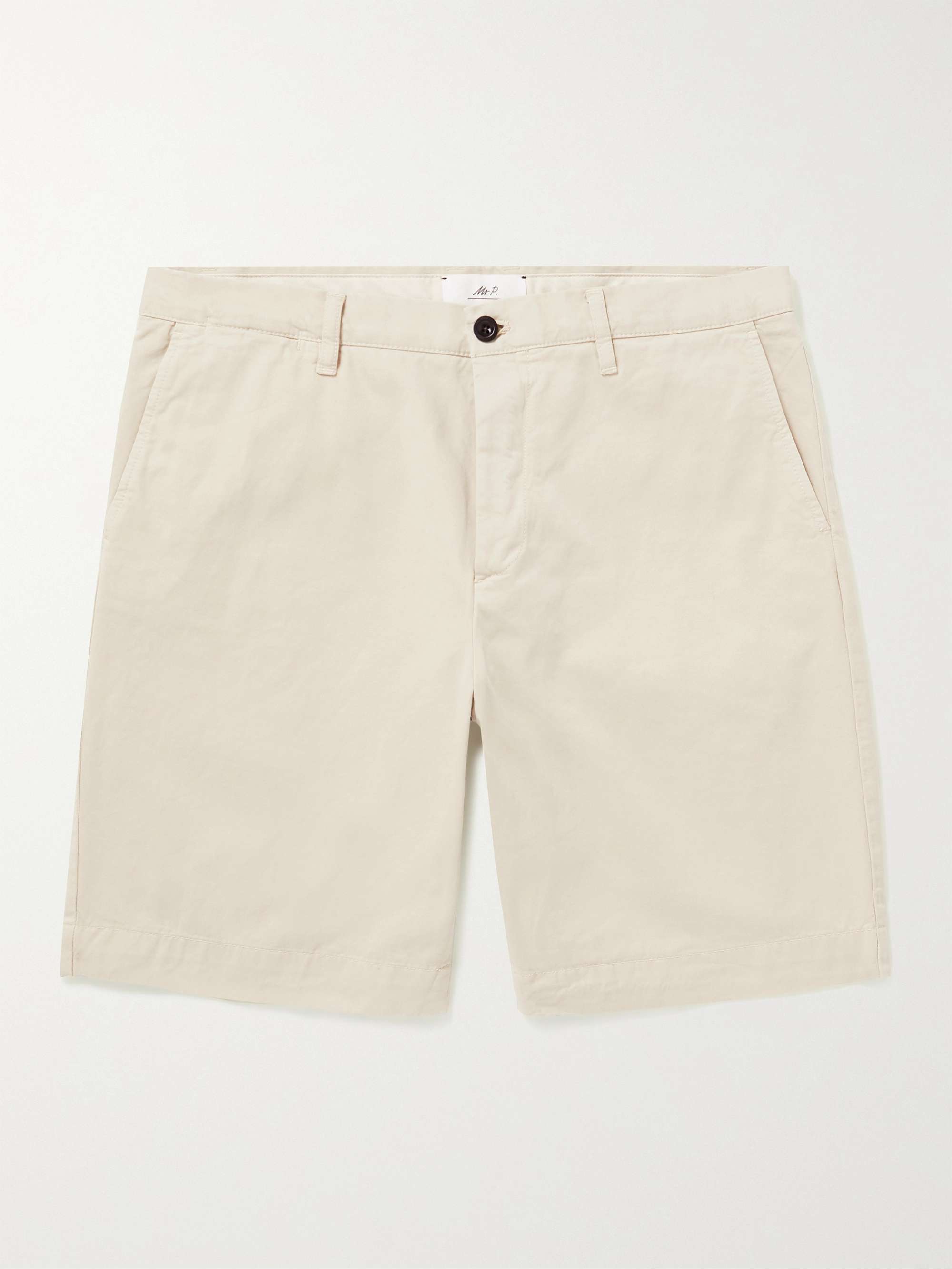 Straight Leg Garment Dyed Organic Cotton Twill Bermuda Shorts