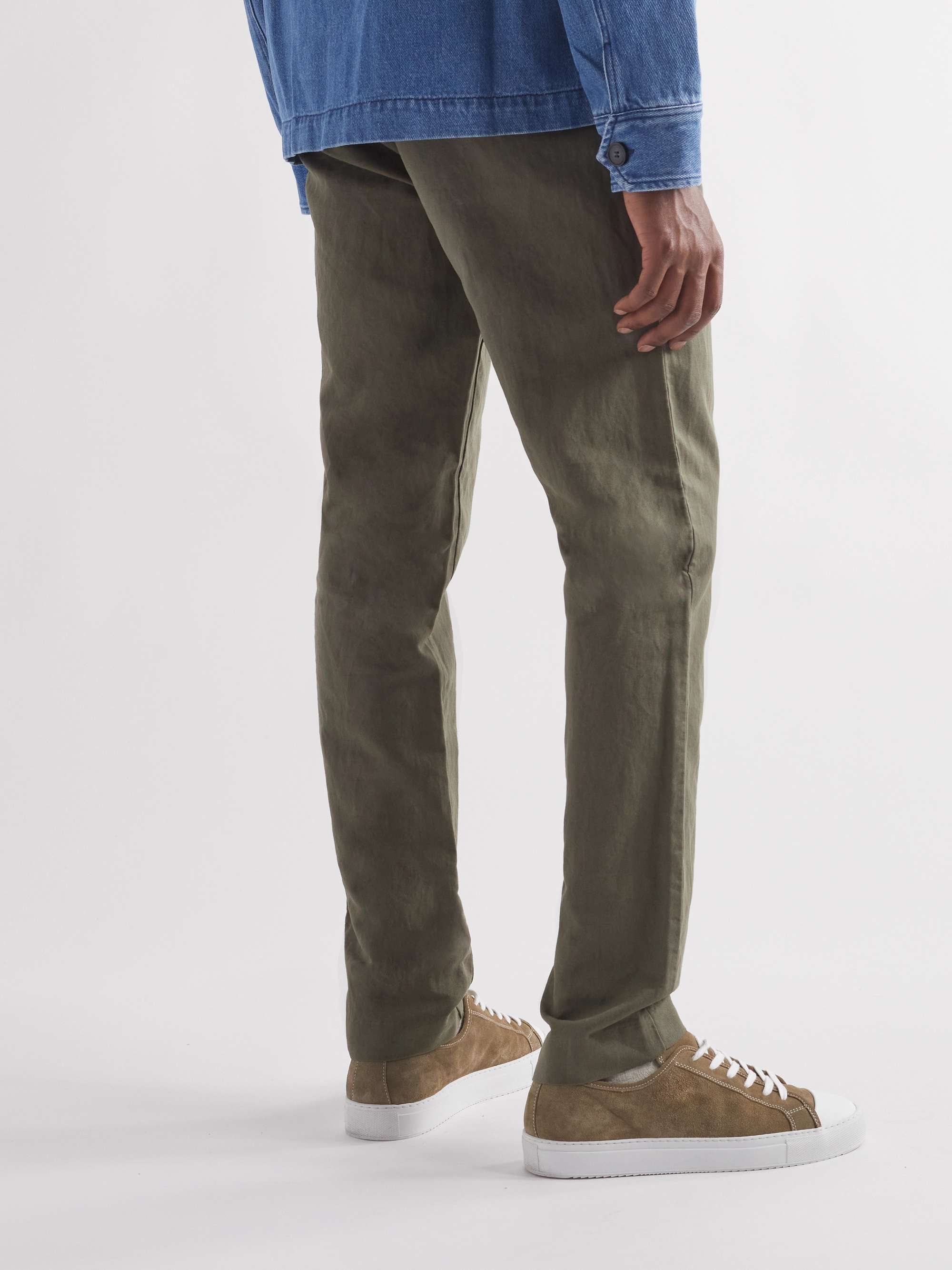 MR P. Straight-Leg Pleated Cotton and Linen-Blend Trousers