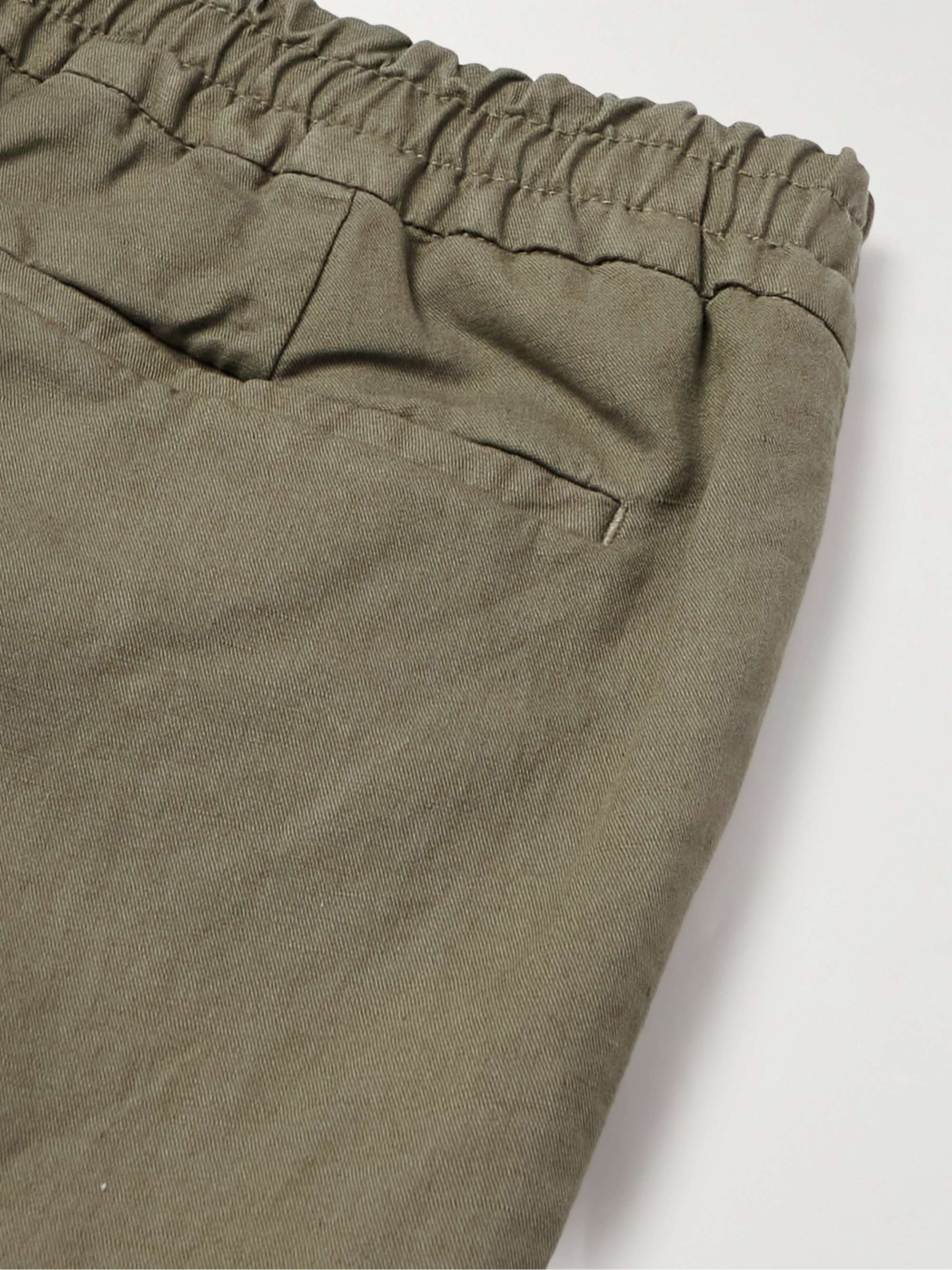 MR P. Straight-Leg Pleated Cotton and Linen-Blend Trousers