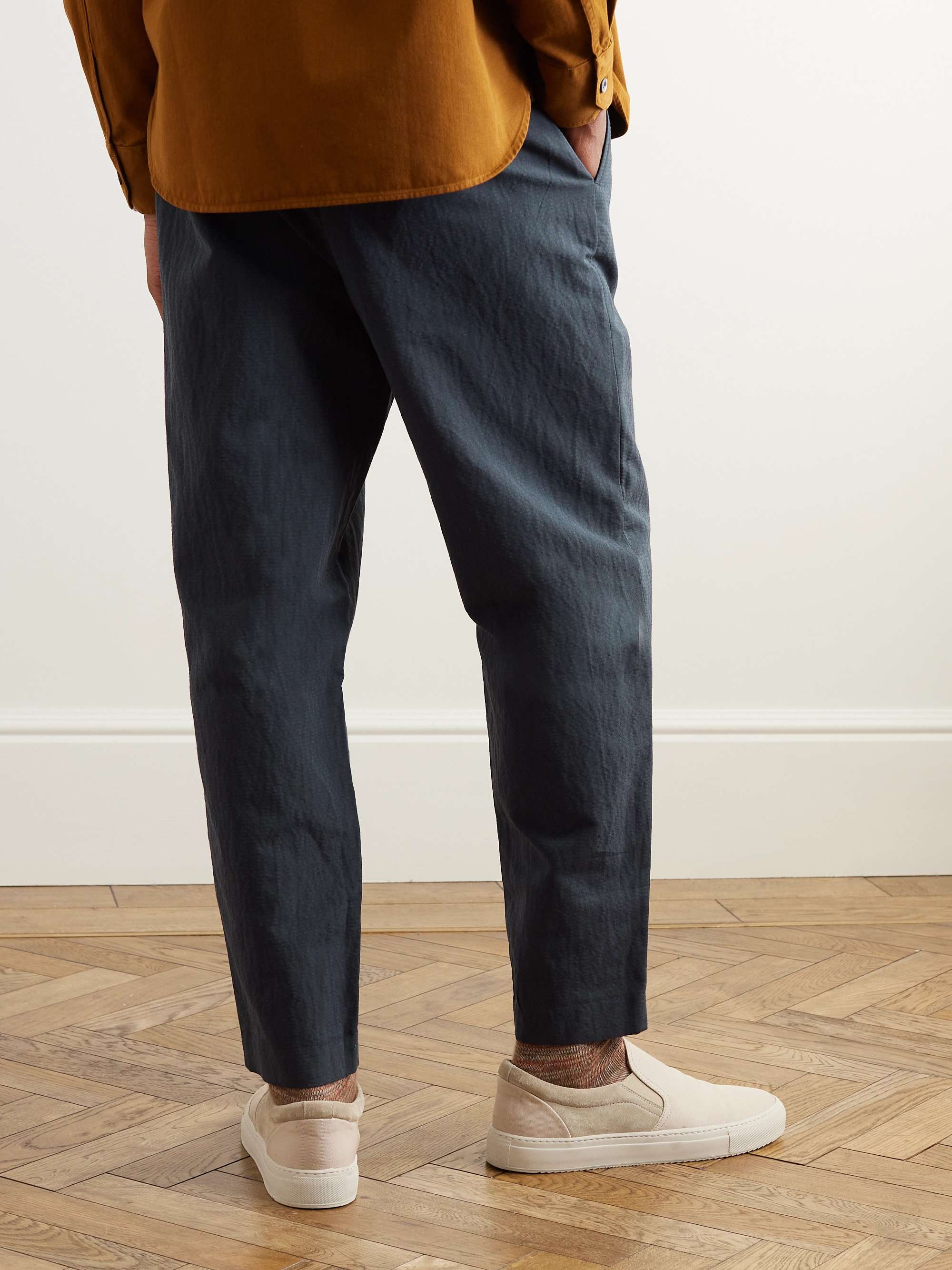 MR P. James Tapered Garment-Dyed Cotton and Linen-Blend Trousers for ...