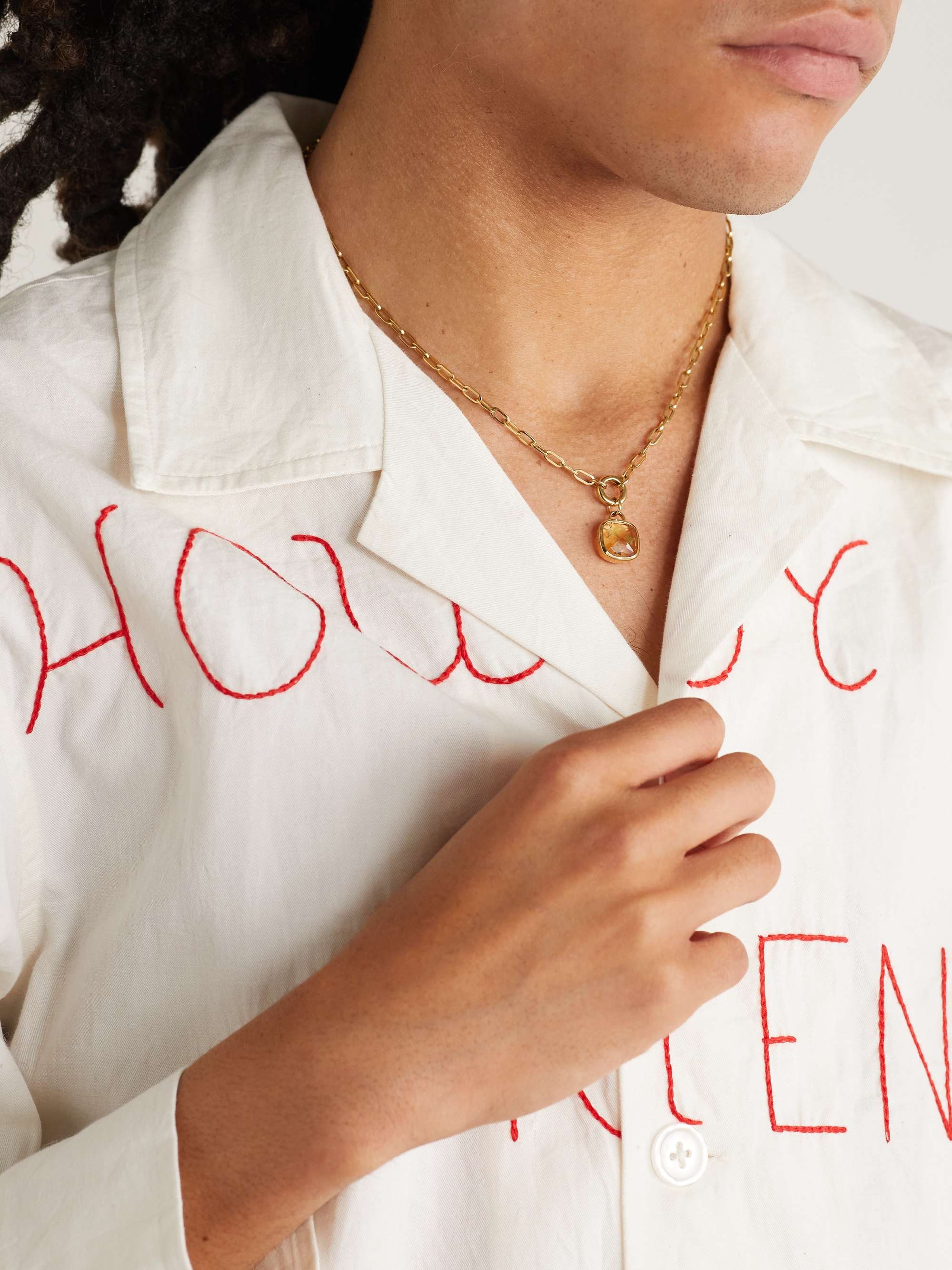FOUNDRAE Refined Open Clip Chain and Per Aspera Ad Astra Dream Gold, Citrine and Diamond Pendant Necklace