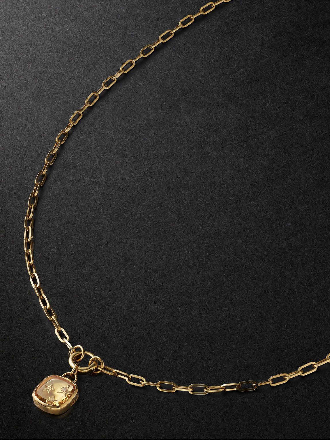 Foundrae Refined Open Clip Chain And Per Aspera Ad Astra Dream Gold, Citrine And Diamond Pendant Necklace In Gold