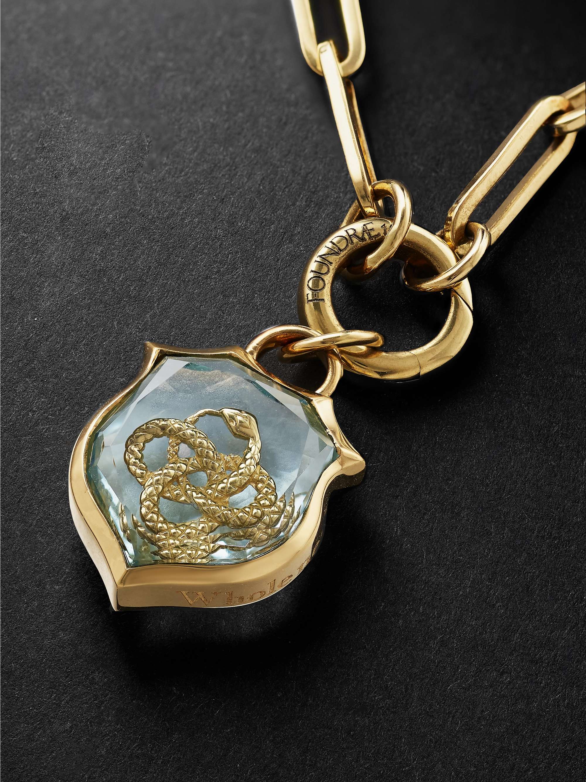 FOUNDRAE Classic Fob Clip Chain and Snake Wholeness Gold Topaz Pendant Necklace