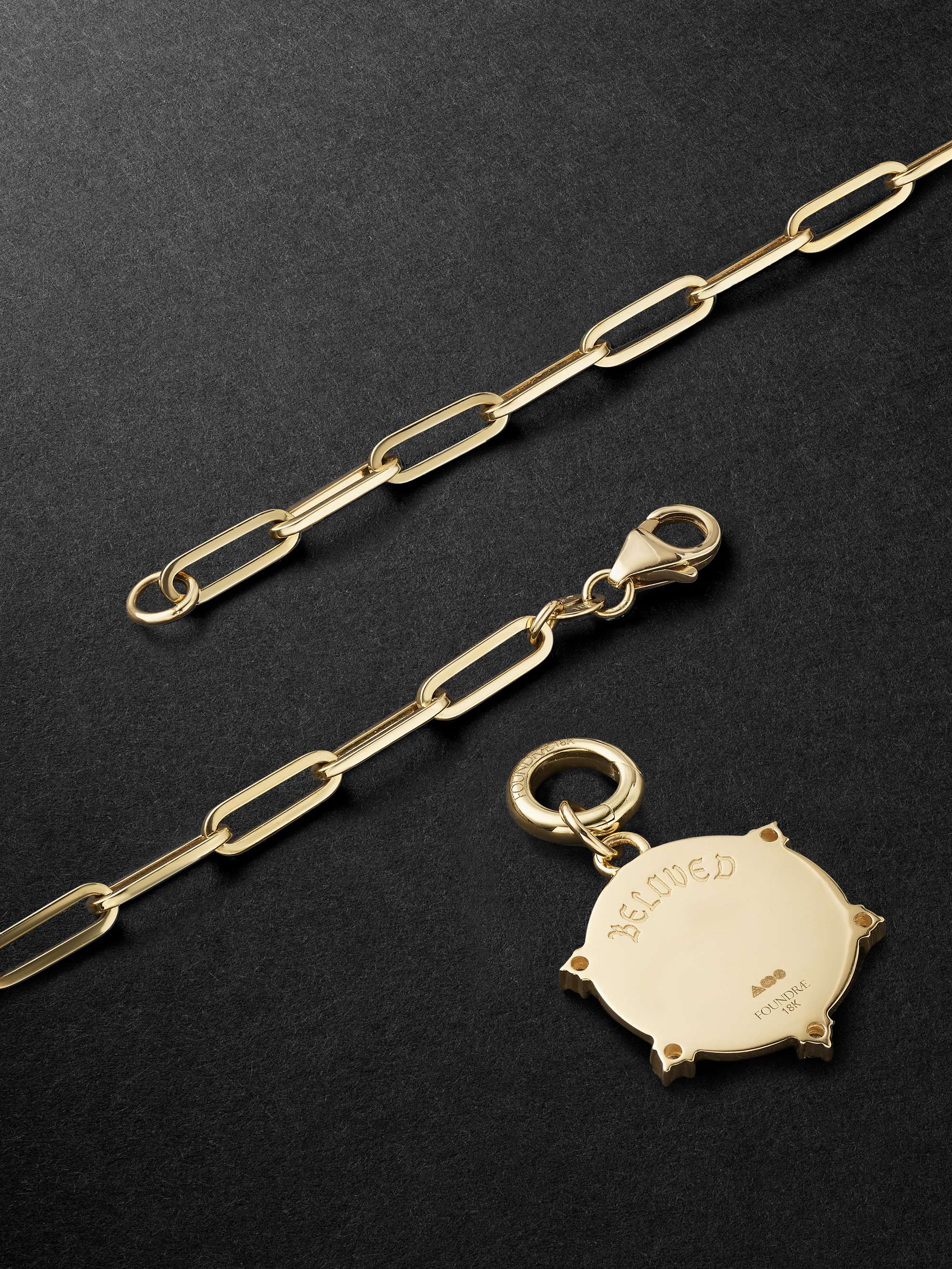 FOUNDRAE Classic Fob Open Clip Chain and Amate Love Gold Diamond Necklace