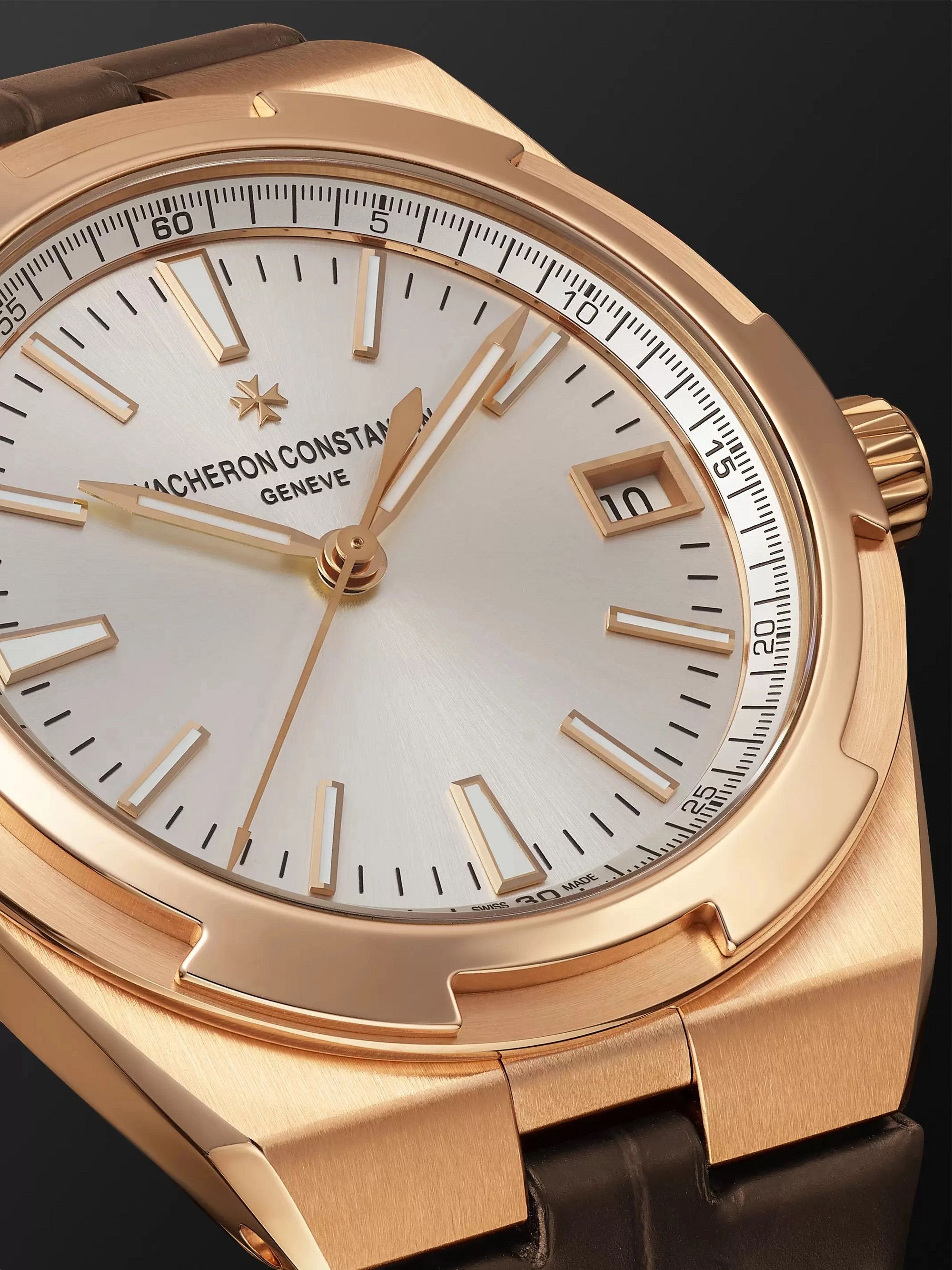 VACHERON CONSTANTIN Orologio automatico 41 mm in oro rosa 18 carati con cinturino in pelle Overseas, N. rif. 4500V/000R-B127