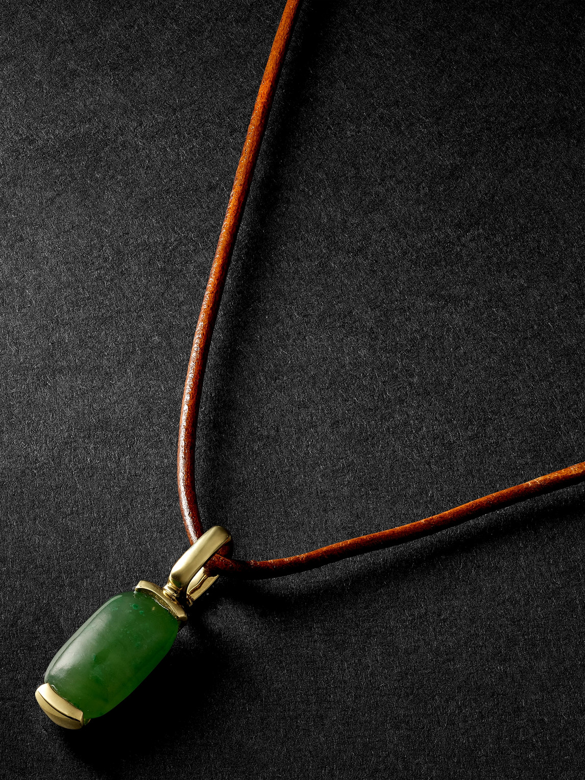 Shop Fernando Jorge 18-karat Gold, Leather And Jade Pendant Necklace In Green