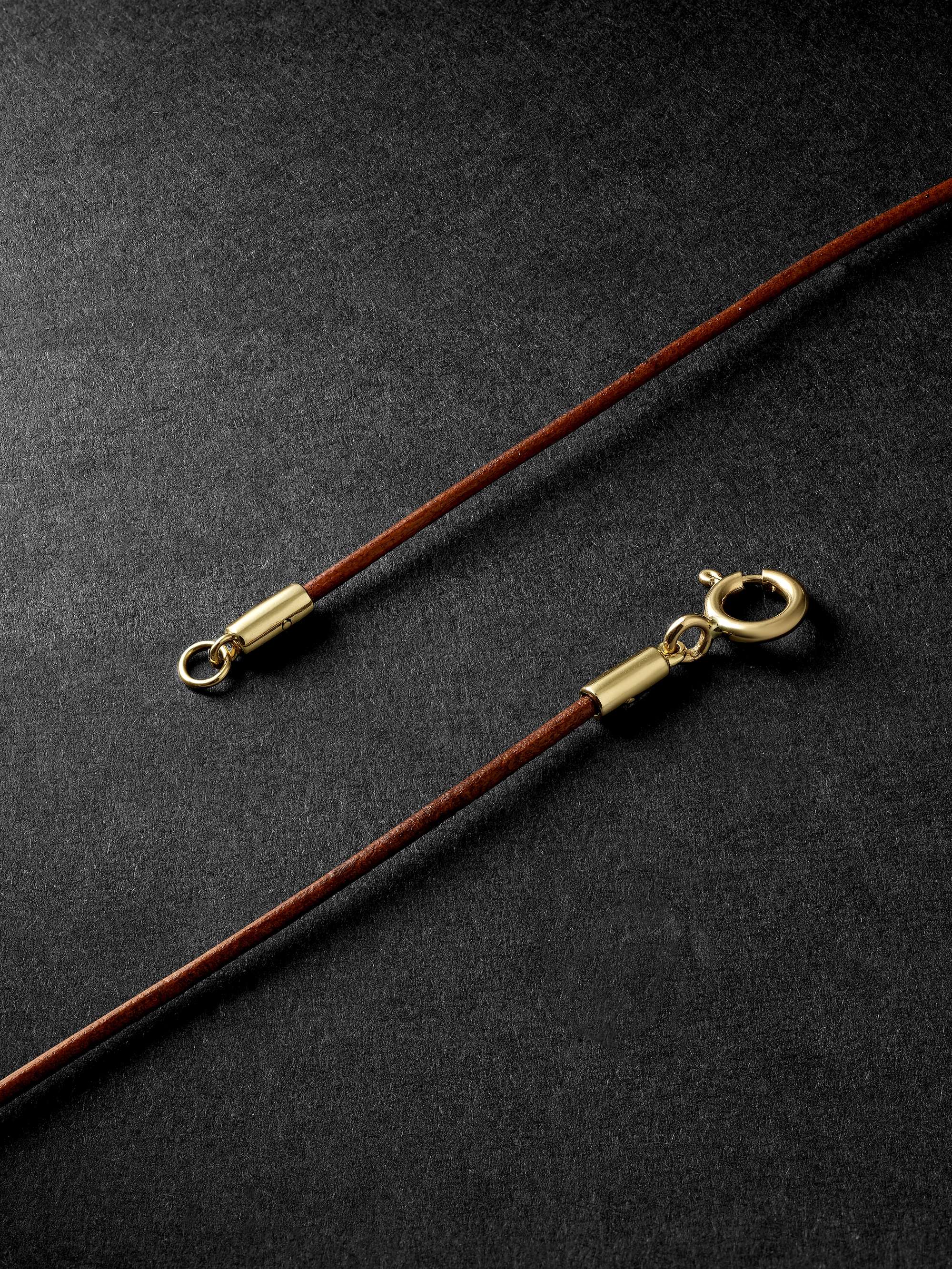 FERNANDO JORGE 18-Karat Gold, Leather and Jade Pendant Necklace