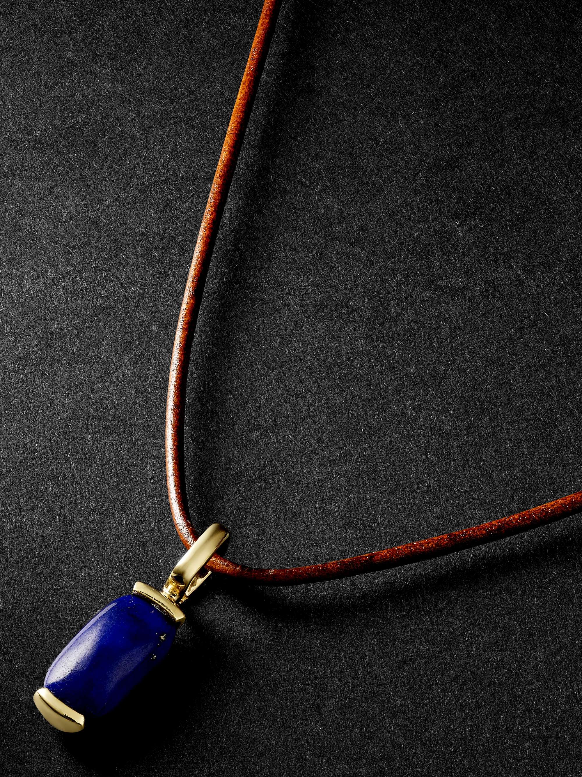 FERNANDO JORGE 18-Karat Gold, Leather and Jade Pendant Necklace