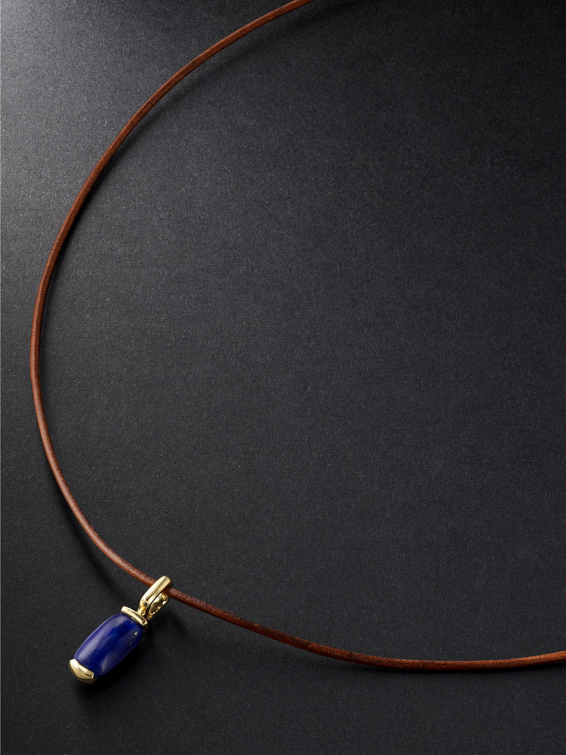 Fernando Jorge 18-karat Gold, Leather And Lapis Lazuli Pendant Necklace In Blue