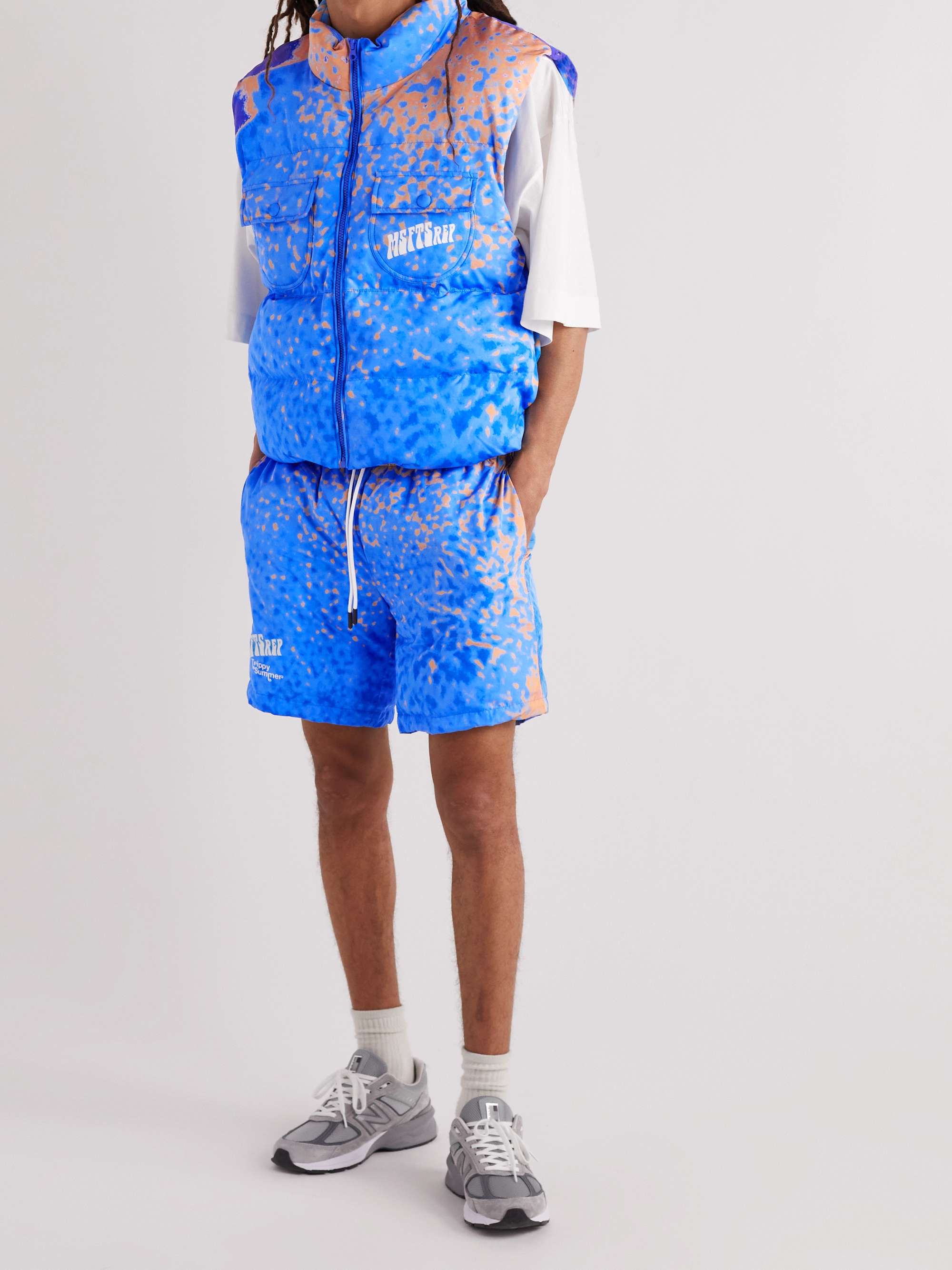 MSFTSREP Wide-Leg Printed Padded Shell Shorts