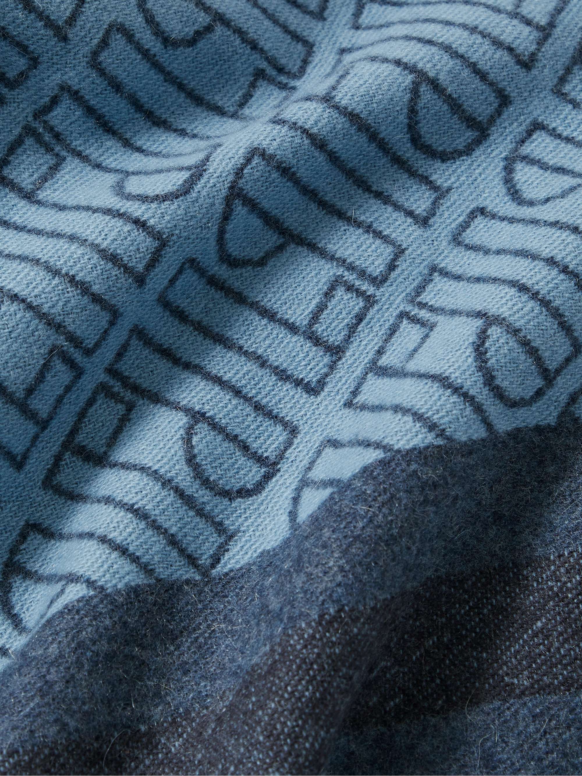 LORO PIANA Fringed Logo-Jacquard Cashmere Scarf