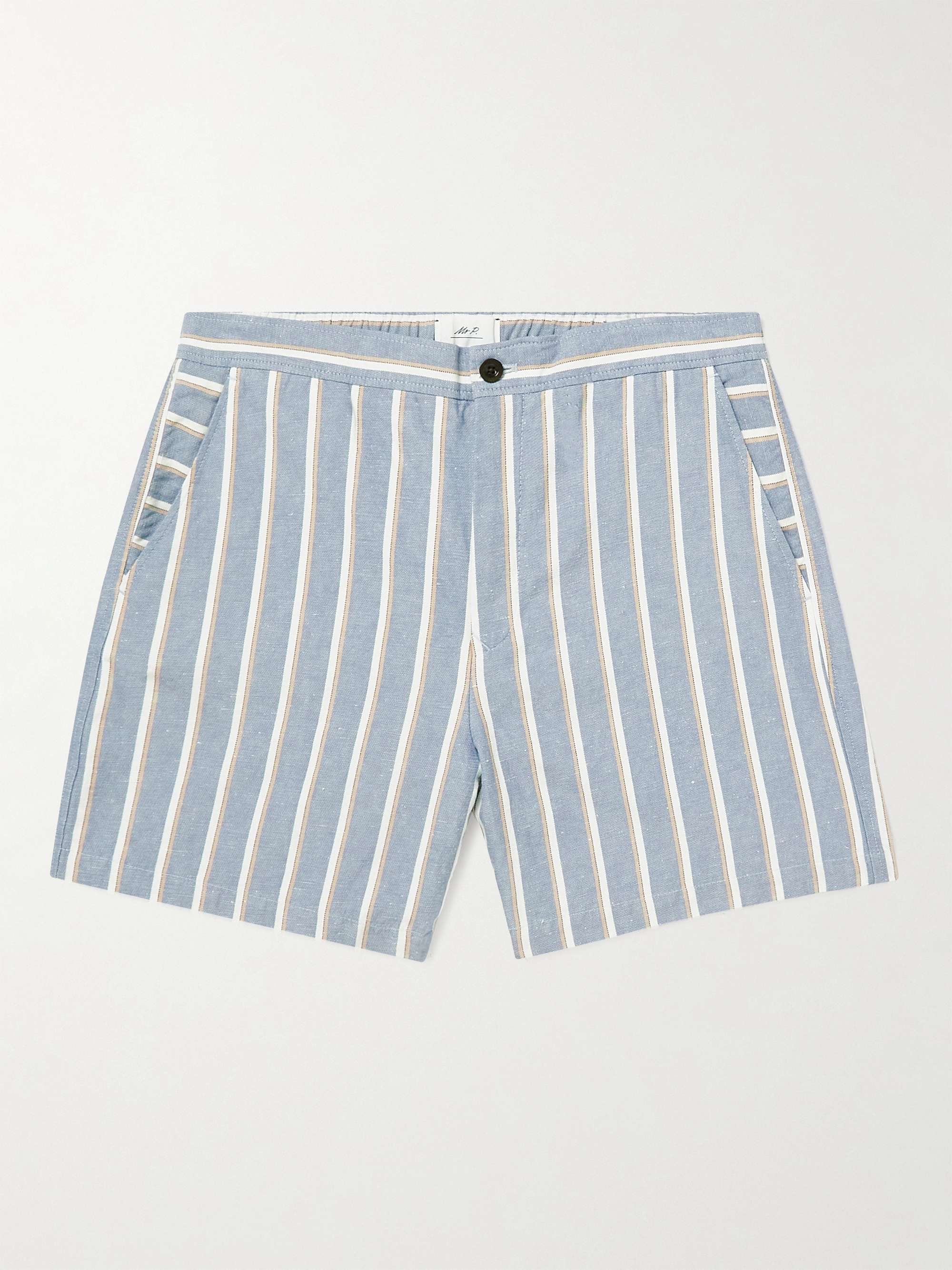 MR P. Striped Cotton and Linen-Blend Twill Shorts for Men | MR PORTER