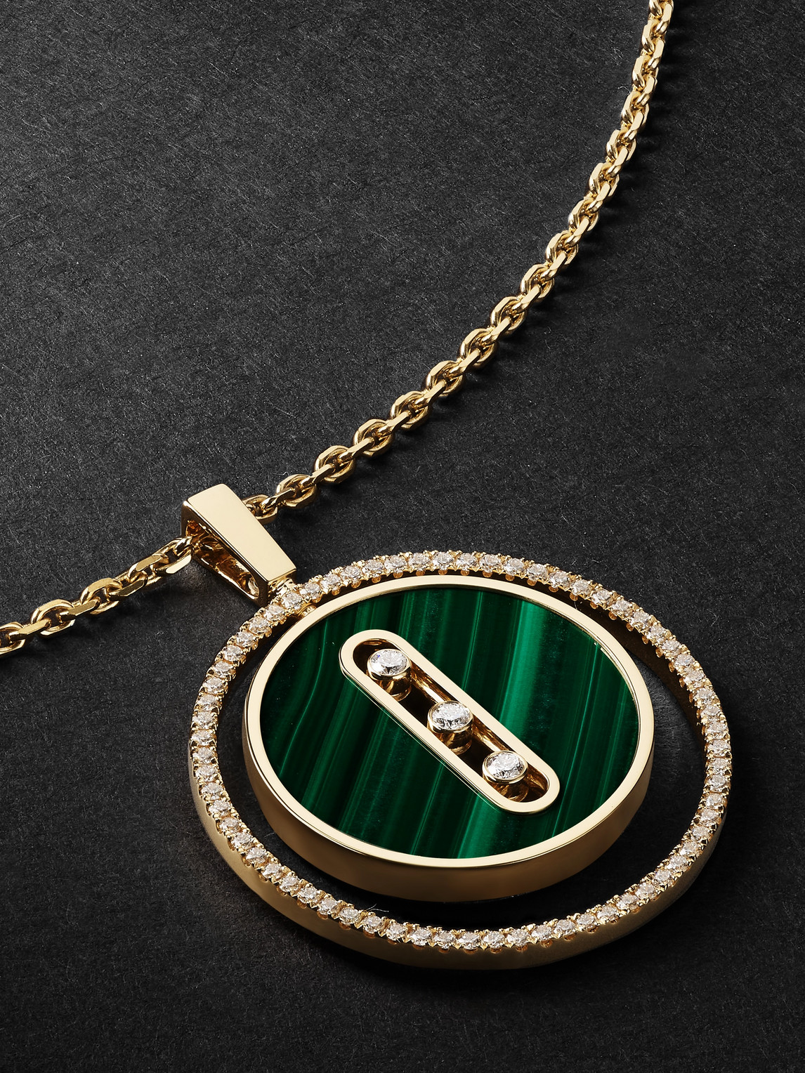 Shop Messika Lucky Move Gold, Malachite And Diamond Necklace