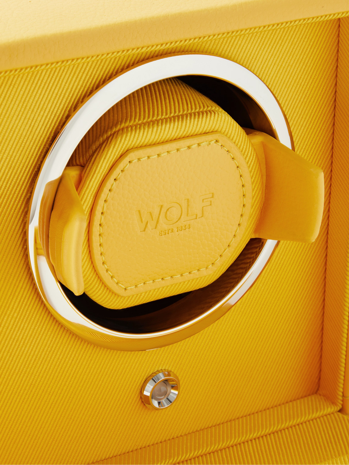 Shop Wolf Cub Pebble-grain Vegan Leather Watch Winder In Yellow