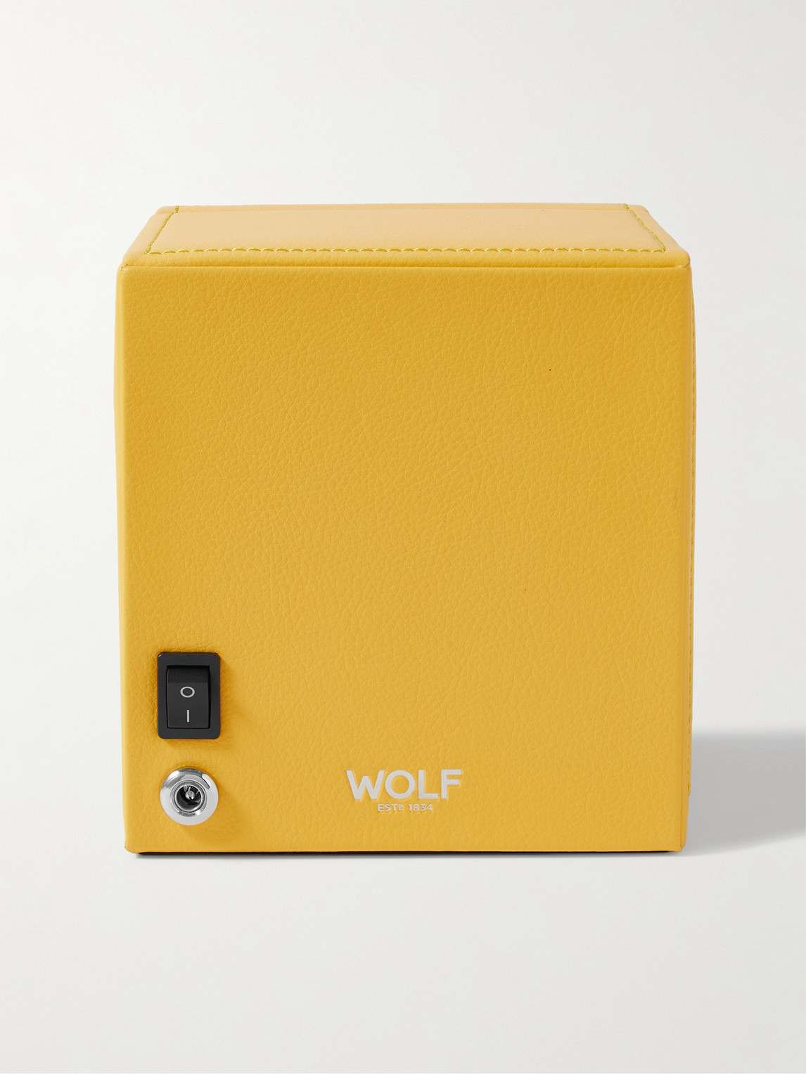 Shop Wolf Cub Pebble-grain Vegan Leather Watch Winder In Yellow