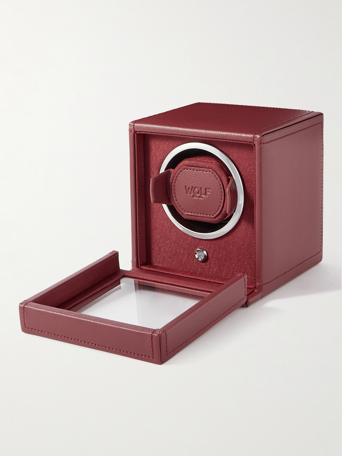 Shop Wolf Cub Pebble-grain Vegan Leather Watch Winder In Red