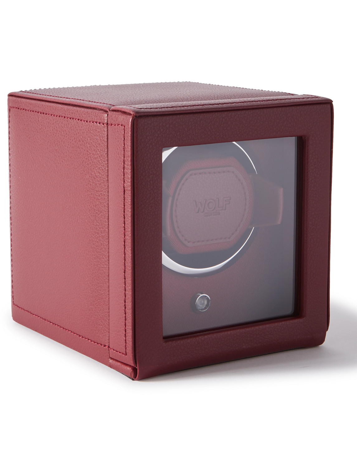 Wolf Cub Pebble-grain Vegan Leather Watch Winder In Red