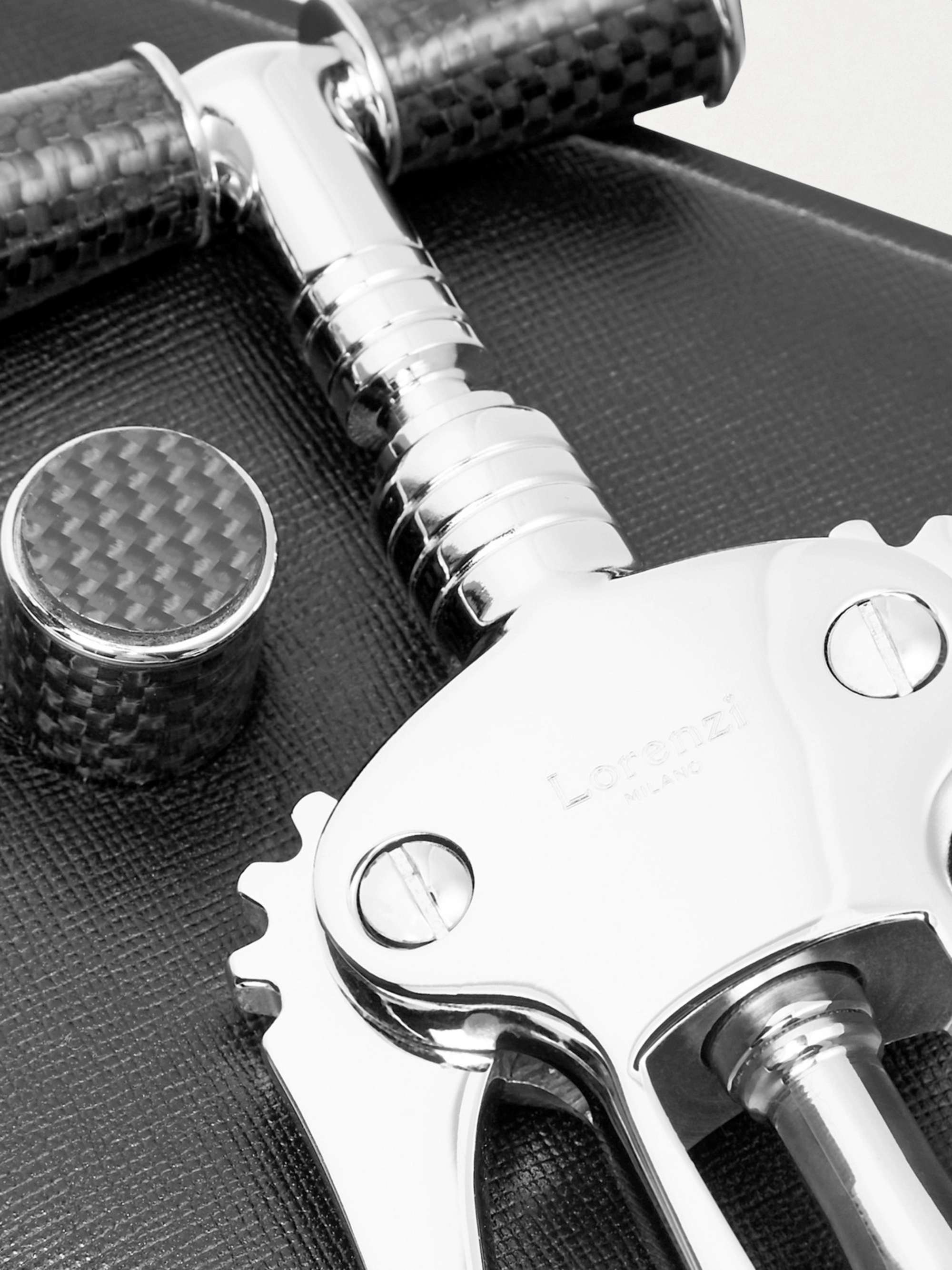 LORENZI MILANO Chrome-Plated, Stainless Steel and Carbon Fibre Corkscrew