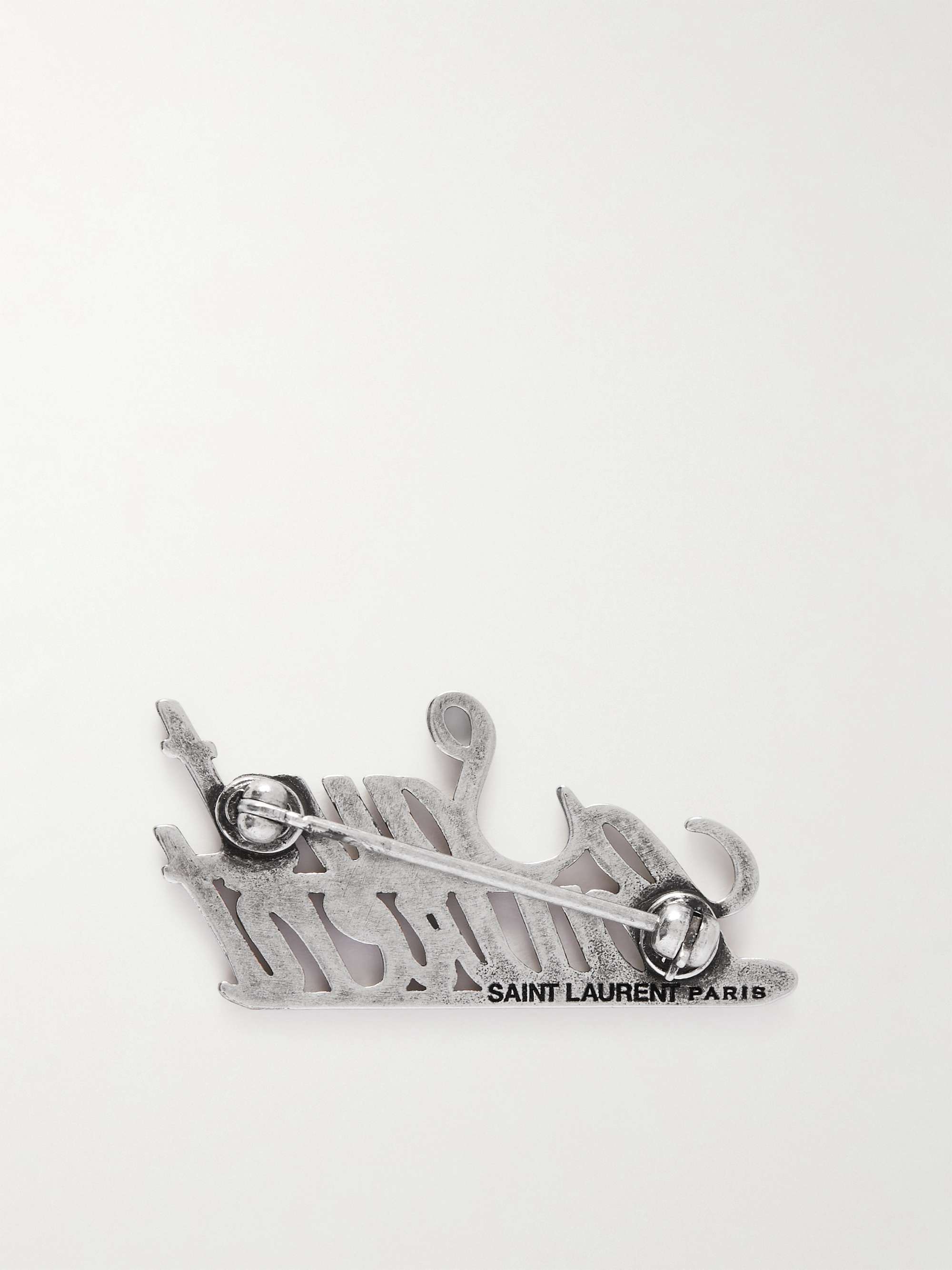 SAINT LAURENT Logo-Embellished Silver-Tone Pin