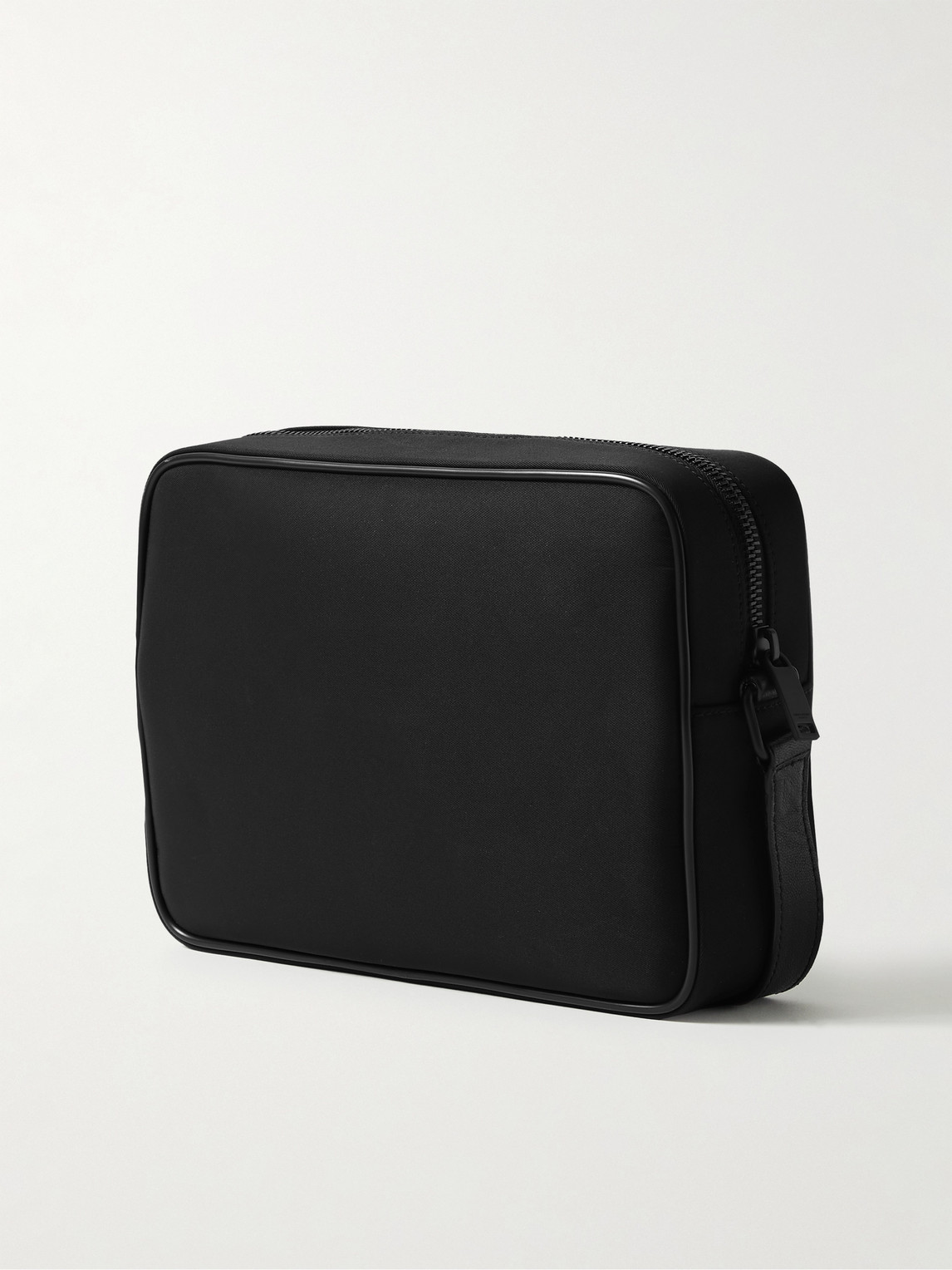 Shop Saint Laurent Camp Leather-trimmed Econyl Messenger Bag In Black