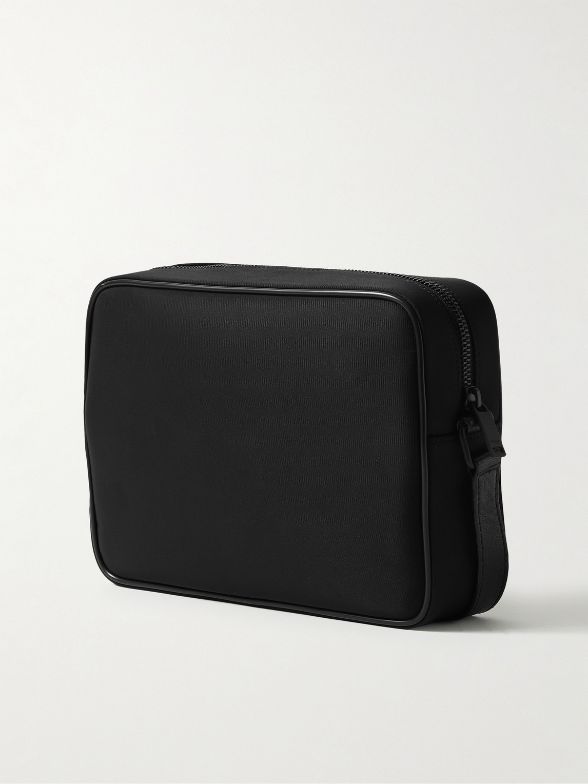 Saint Laurent Camp Leather-trimmed Econyl Messenger Bag In Black