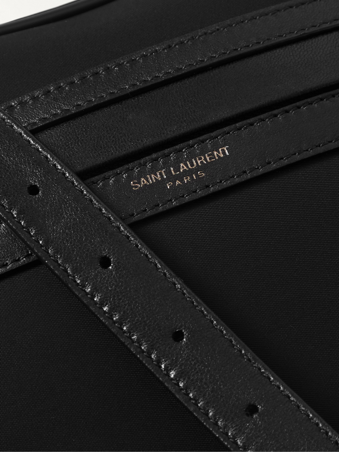 Shop Saint Laurent Camp Leather-trimmed Econyl Messenger Bag In Black