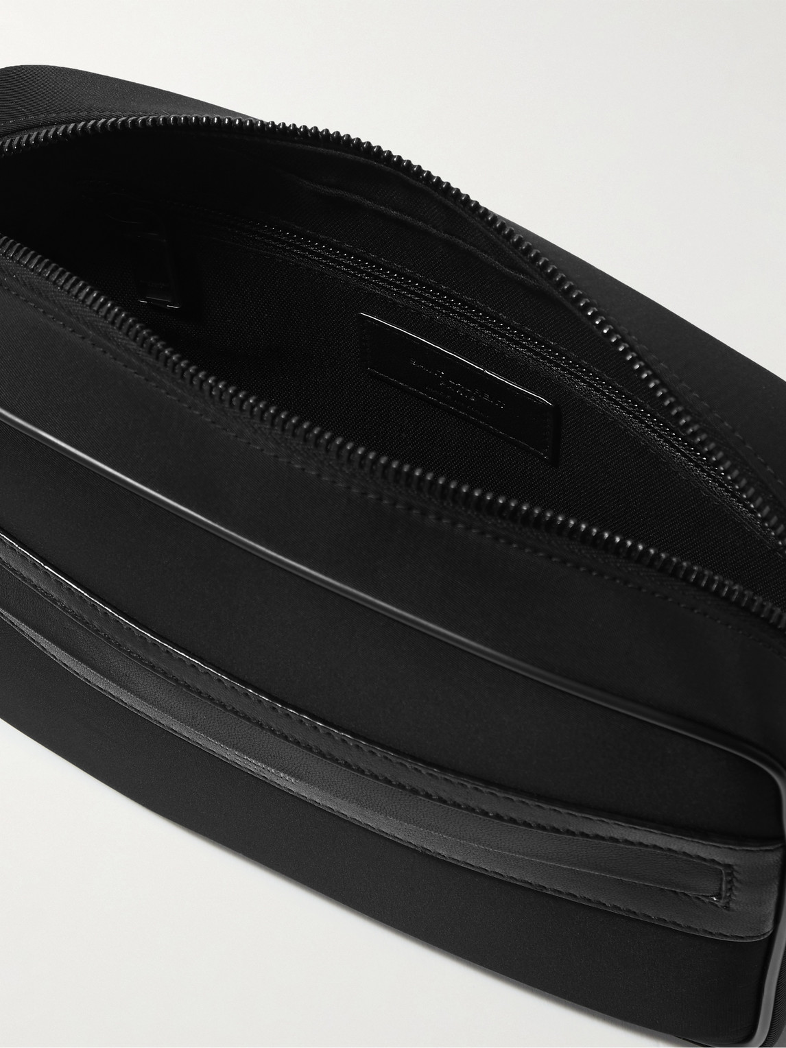 Saint Laurent Camp Leather-trimmed Econyl Messenger Bag In Black