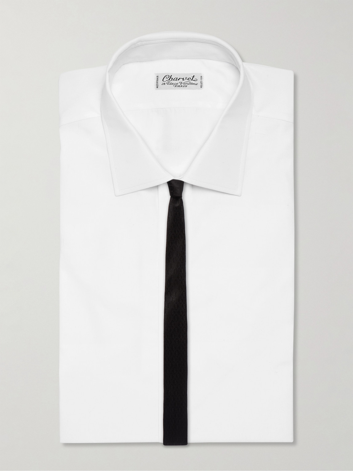 Shop Saint Laurent 4cm Logo-jacquard Silk Tie In Black
