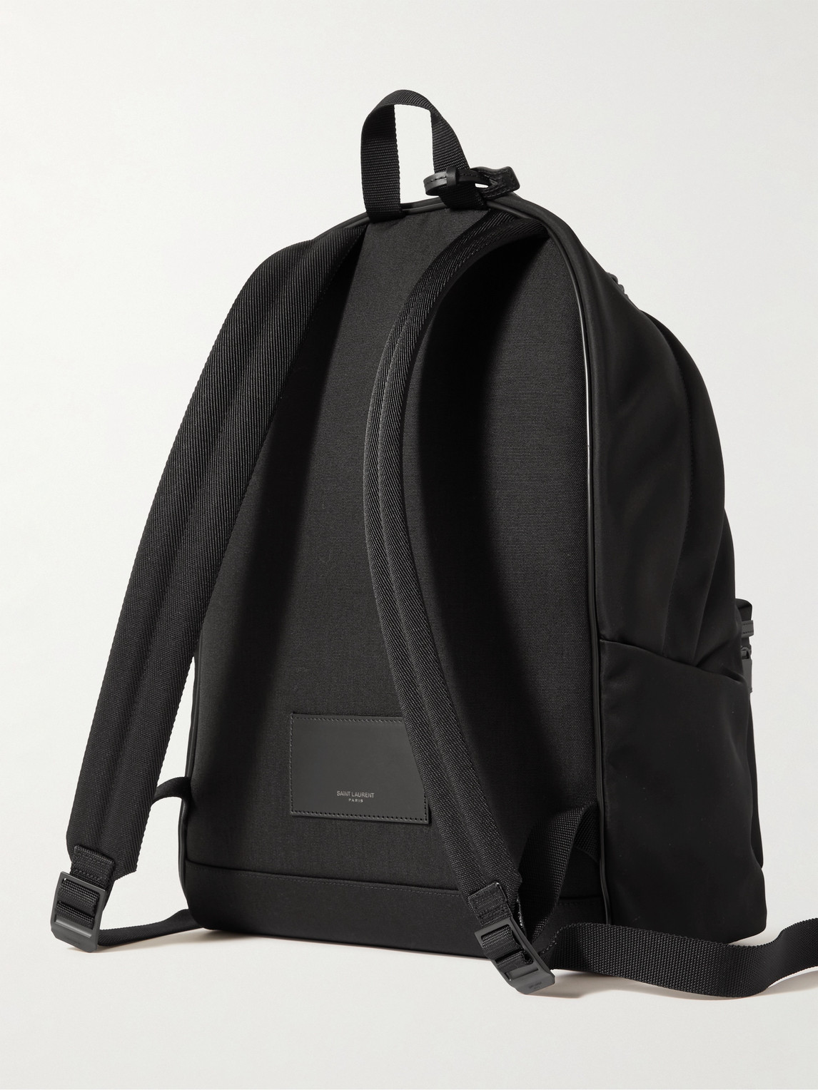 Shop Saint Laurent Leather-trimmed Shell Backpack In Black