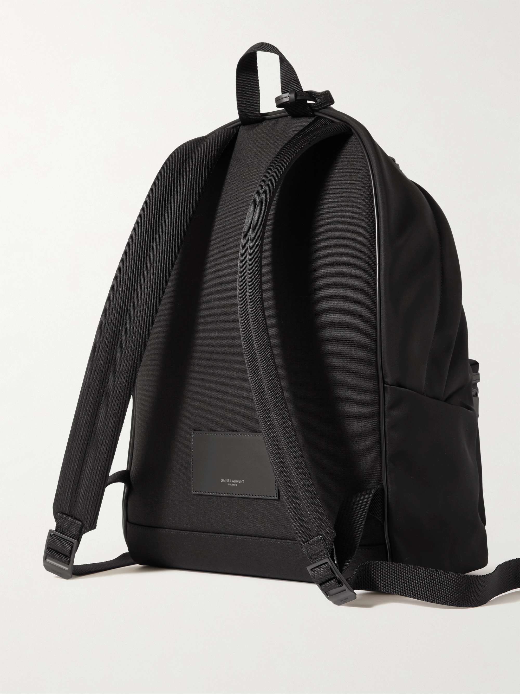 SAINT LAURENT Leather-Trimmed Shell Backpack