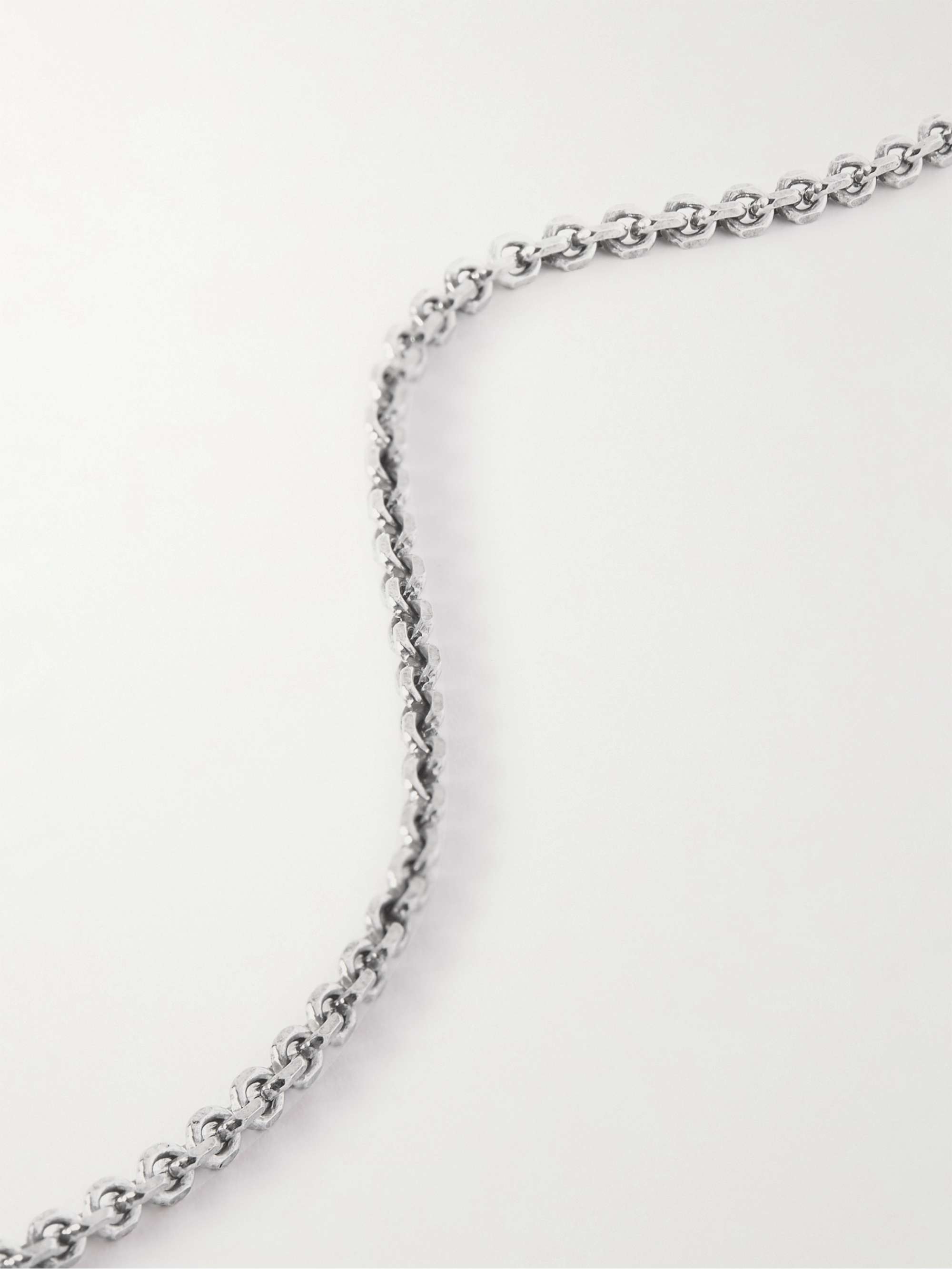 SAINT LAURENT Logo-Engraved Burnished Silver-Tone Chain Necklace