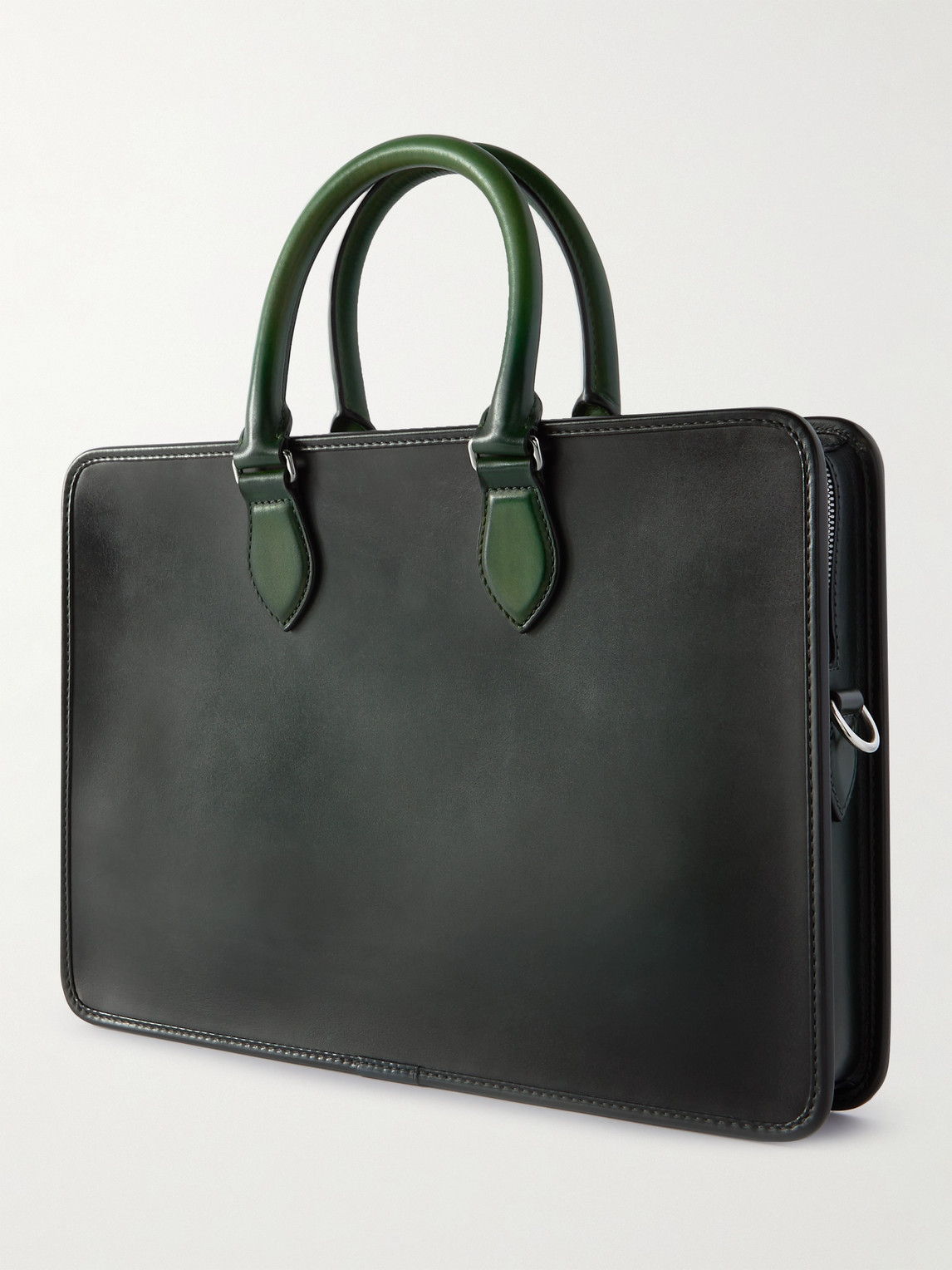 Shop Berluti Two-tone Scritto Leather Briefcase In Green