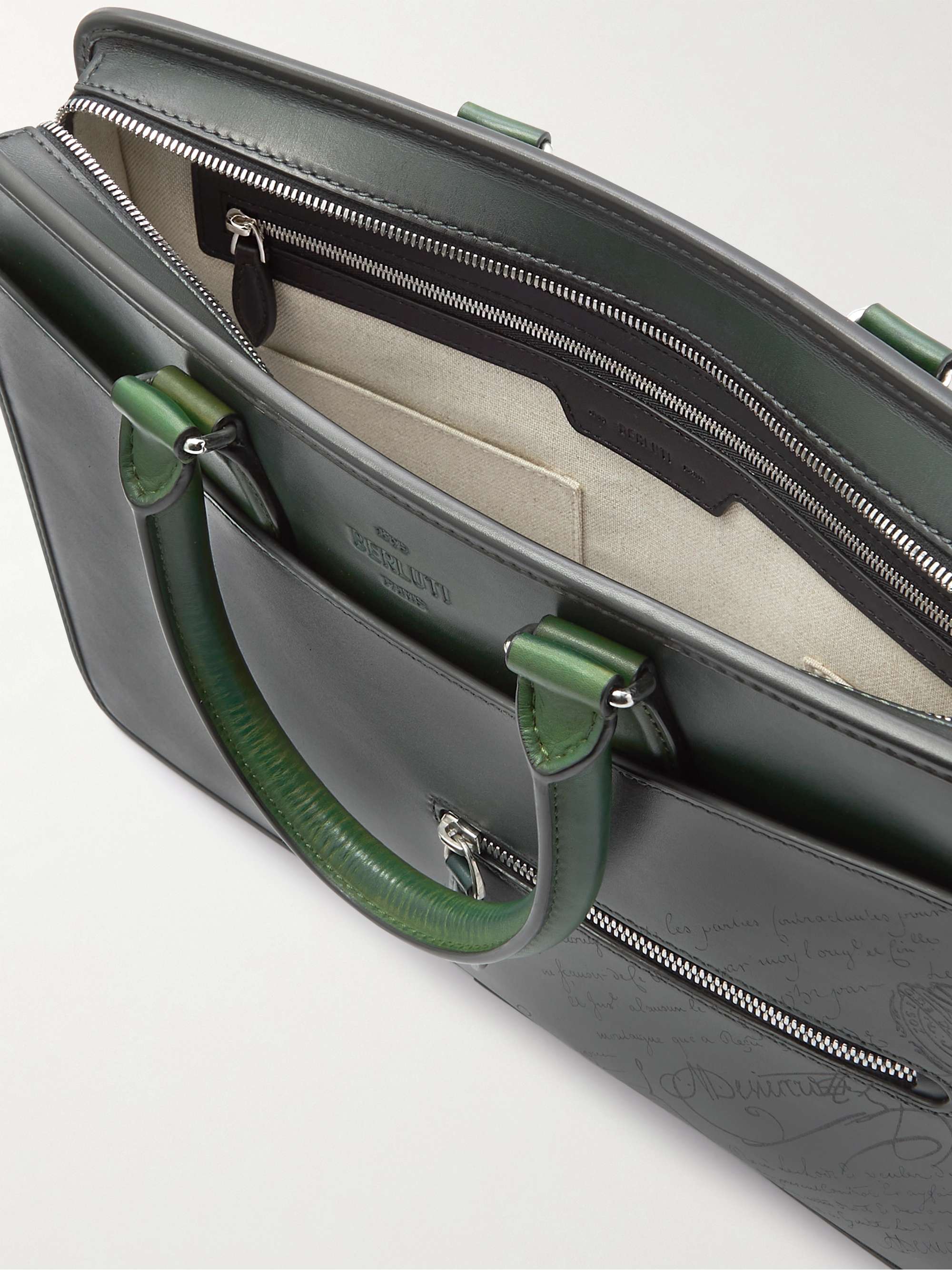 Two-Tone Scritto Leather Briefcase