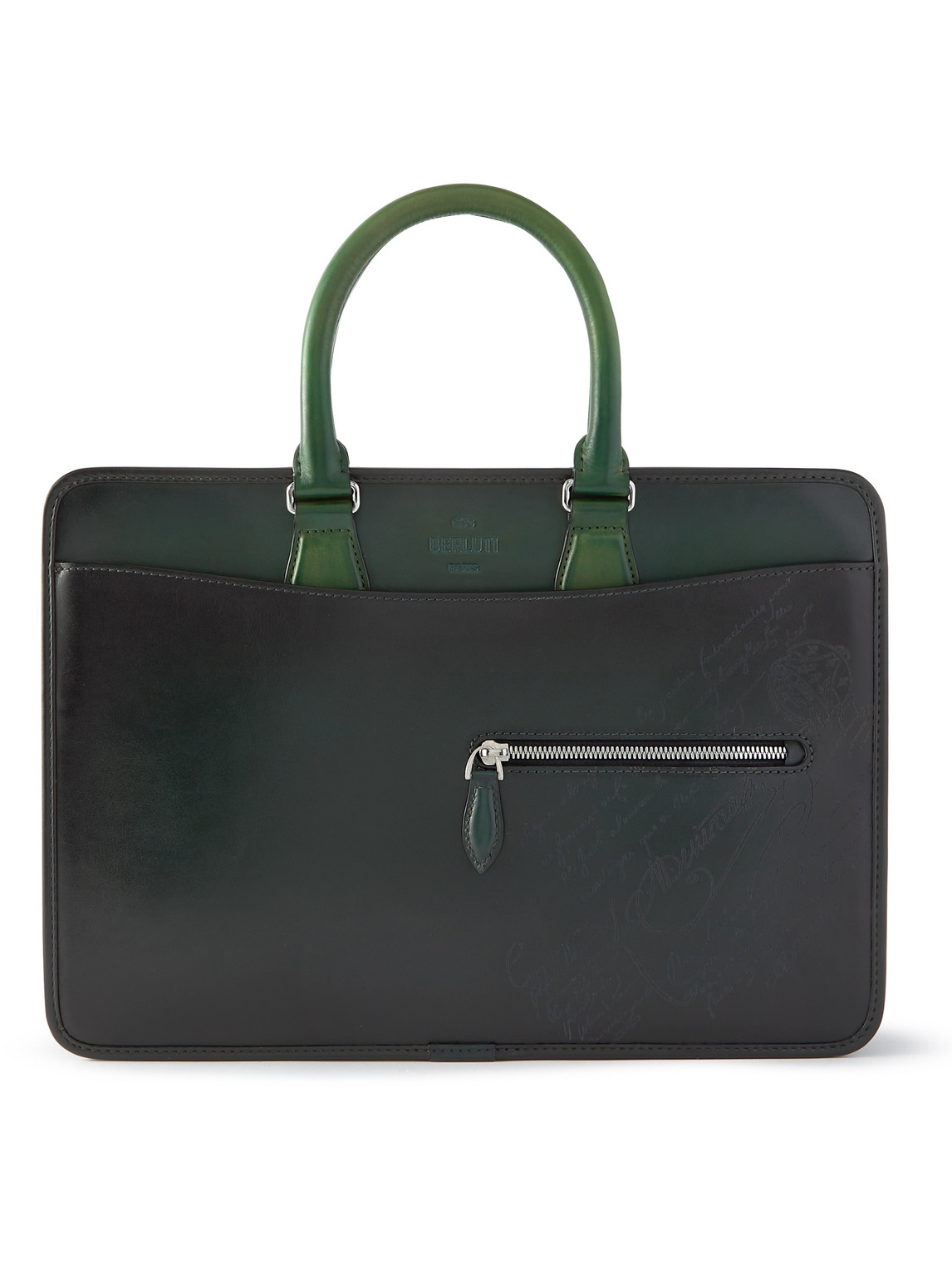 Two-Tone Scritto Leather Briefcase